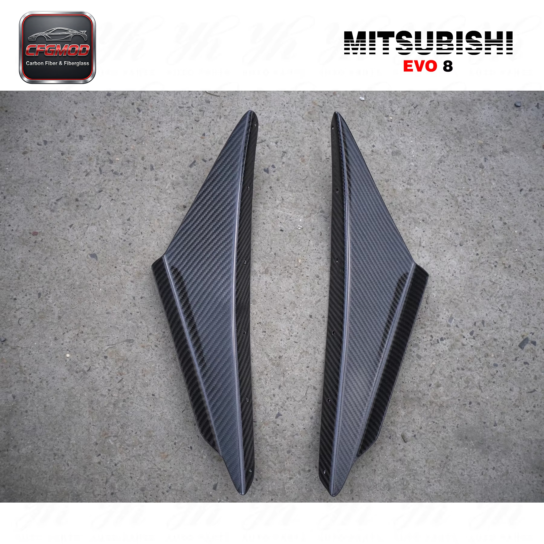 For Evolution 8 OEM Style Carbon Fiber Front Bumper Canard 2pcs — 8