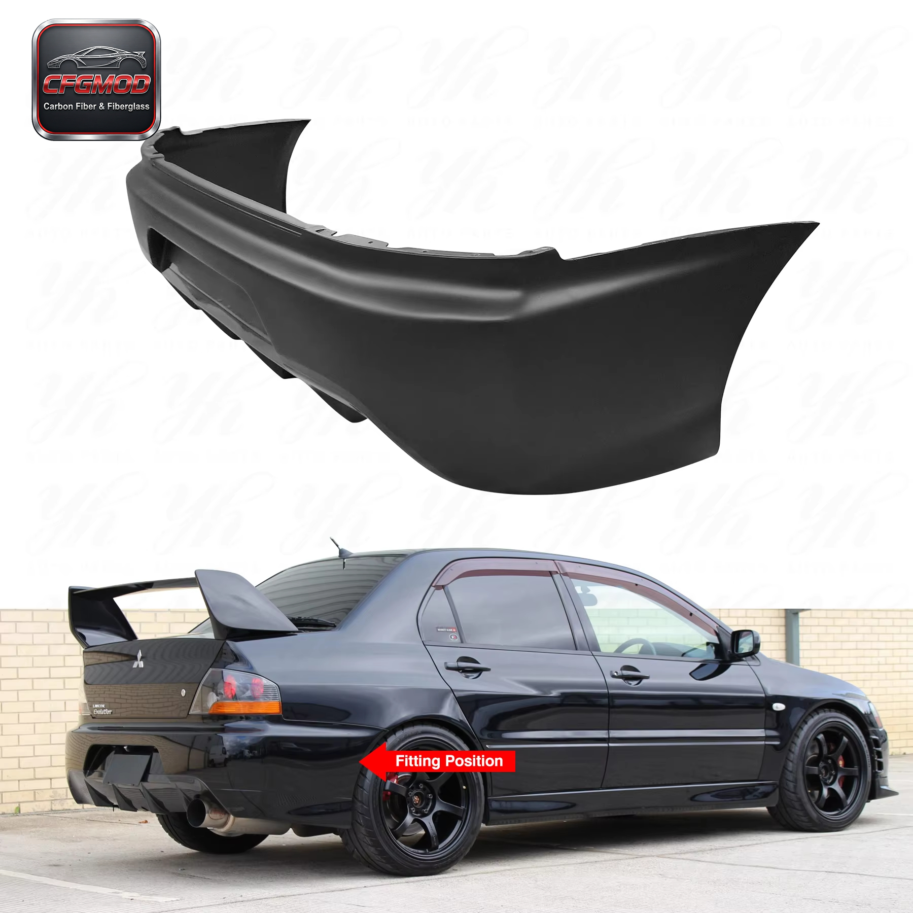 New High Quality Glass Fiber 2003-2007 Lancer Evolution 8 9 JDM OEM Style Rear Bumper with Excellent Fitment — 2