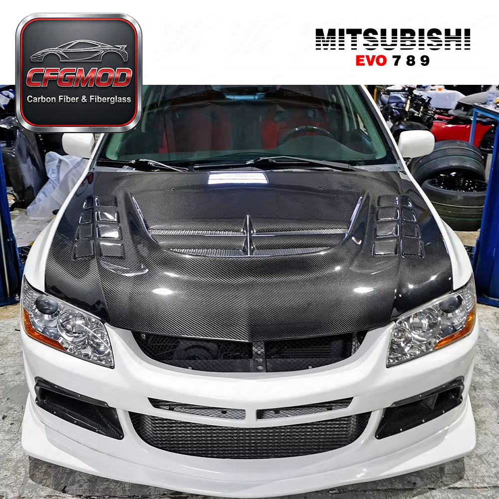 Carbon Fiber EVOLUTION EVO 8 9 VC Style Vented Hood CF — 3
