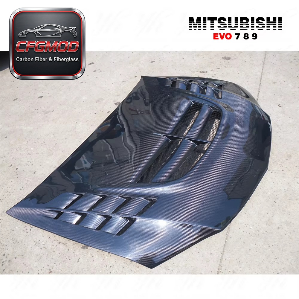 For 2003-2007 Evolution Evo 8 9 VTX Style Carbon Fiber Hood Bonnet — 6