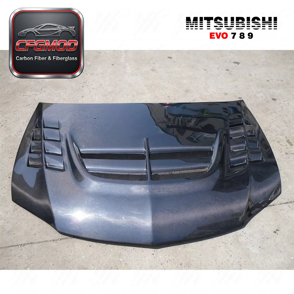For 2003-2007 Evolution Evo 8 9 VTX Style Carbon Fiber Hood Bonnet — 7
