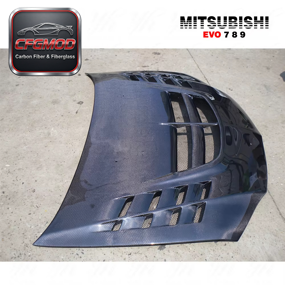 For 2003-2007 Evolution Evo 8 9 VTX Style Carbon Fiber Hood Bonnet — 8