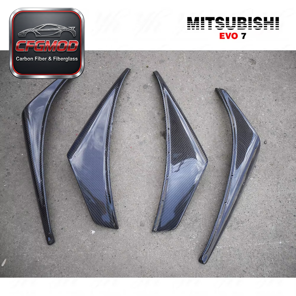 High Quality Black Carbon Fiber Canards 4PCS for Mitsubishi Evolution 7-9 (Thickness 36 Double-Sided Glossy) Easy — 9