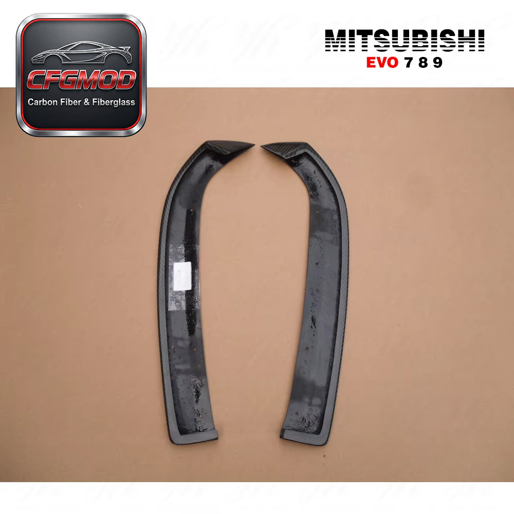 Black High Polished Gloss Finished 2001-2005 EVO 7 EVO 8 EVO 9 JDM Rear Bumper DAMD Extension Spats Carbon Fiber — 7