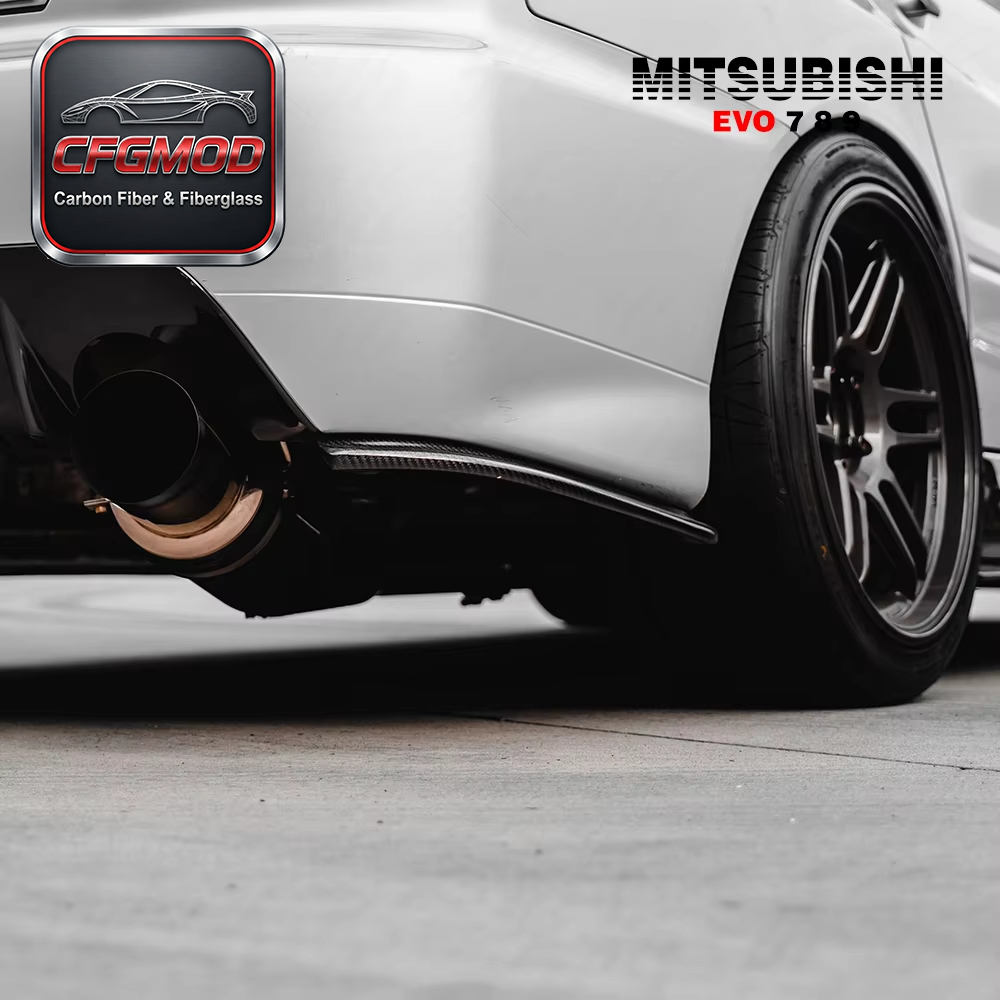 Black High Polished Gloss Finished 2001-2005 EVO 7 EVO 8 EVO 9 JDM Rear Bumper DAMD Extension Spats Carbon Fiber — 9