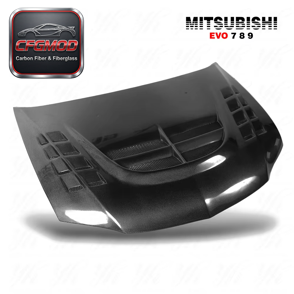 CF Carbon Fiber Hood Bonnet for 2003-2007 Evolution Evo 8 9 VTX Cyber Style — 1