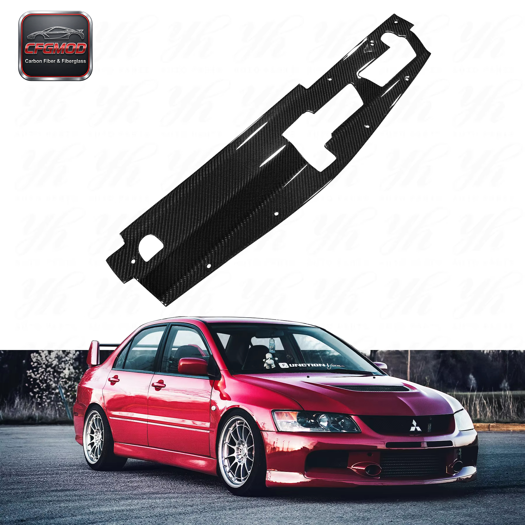 Glossy Carbon Fiber Radiator Cooling Plate Air Diversion Panel for Mitsubishi Lancer Evolution EVO 8 VIII CT9A Tuning — 1