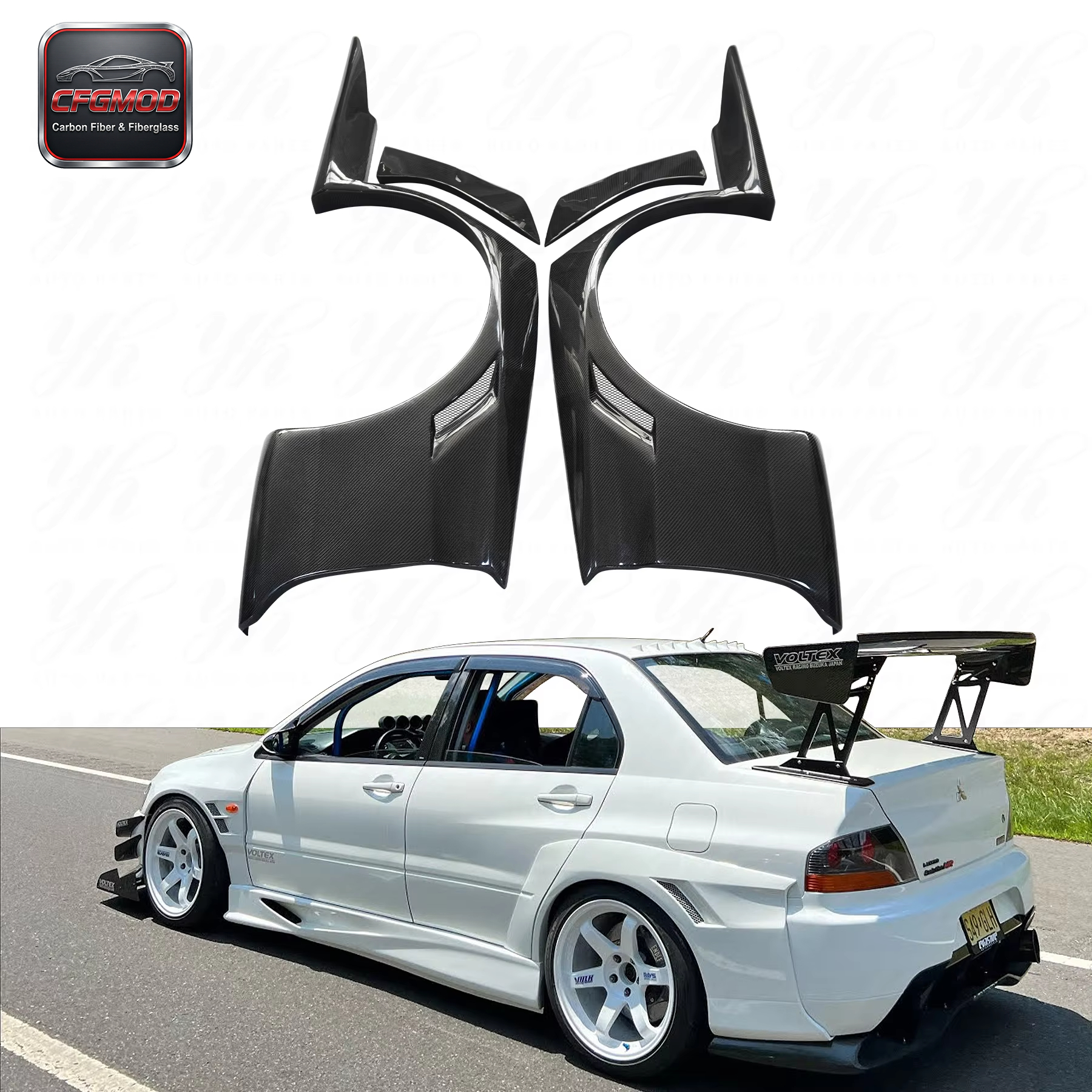 For 2006-2007 Lance Evolution 8 9 EVO 8 Evo9 VTX Cyber Carbon Fiber Rear Over Fender — 2