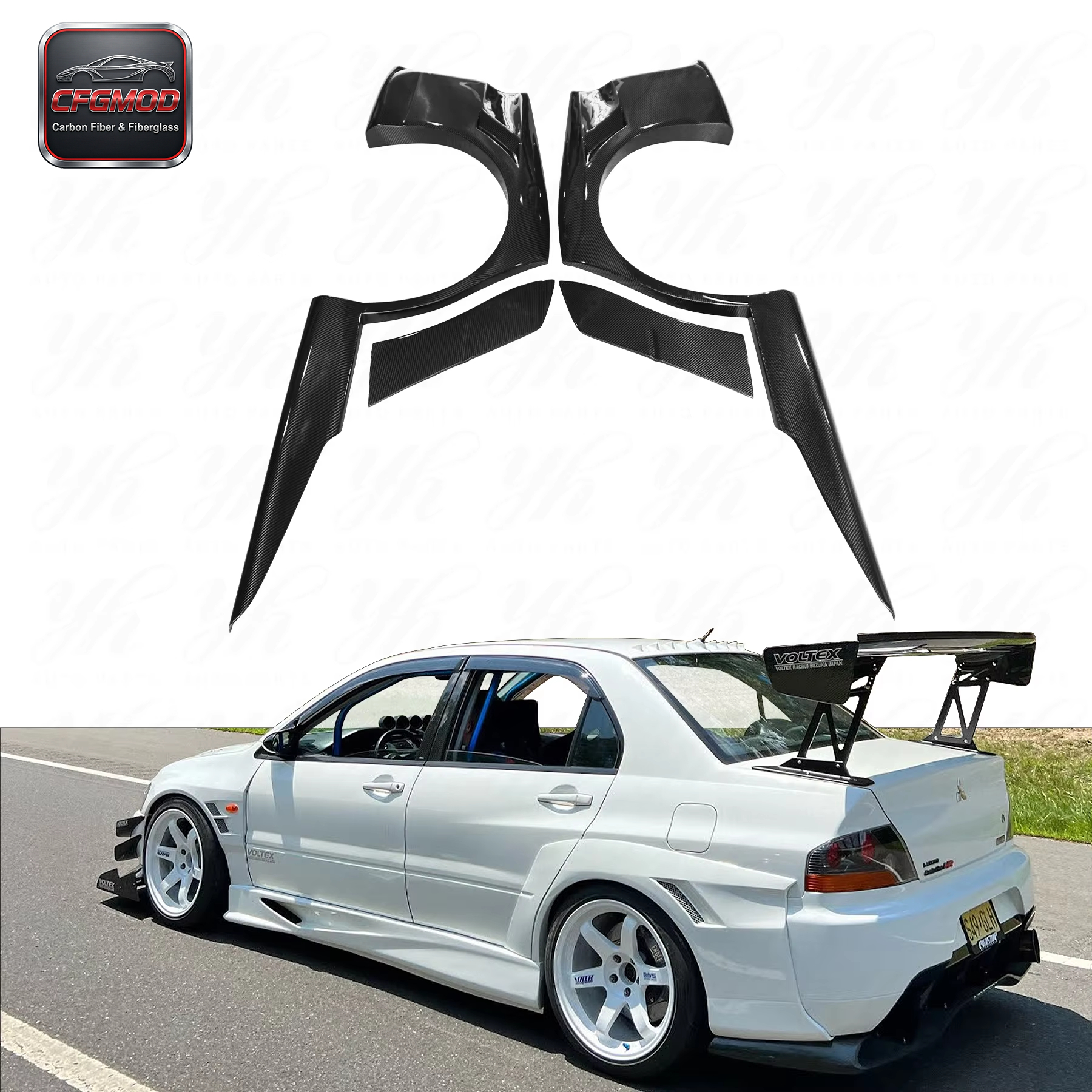 For 2006-2007 Lance Evolution 8 9 EVO 8 Evo9 VTX Cyber Carbon Fiber Rear Over Fender — 3