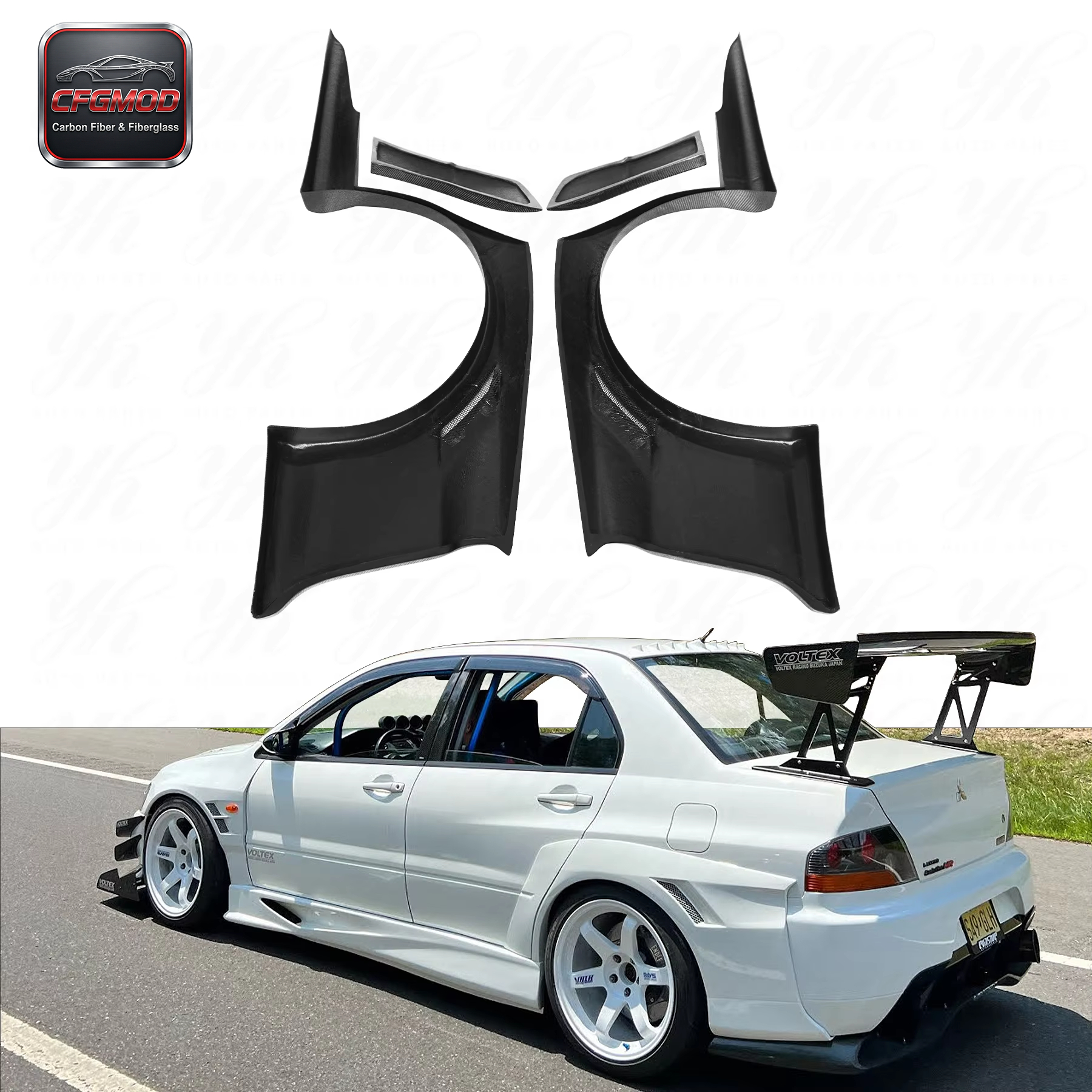 For 2006-2007 Lance Evolution 8 9 EVO 8 Evo9 VTX Cyber Carbon Fiber Rear Over Fender — 5