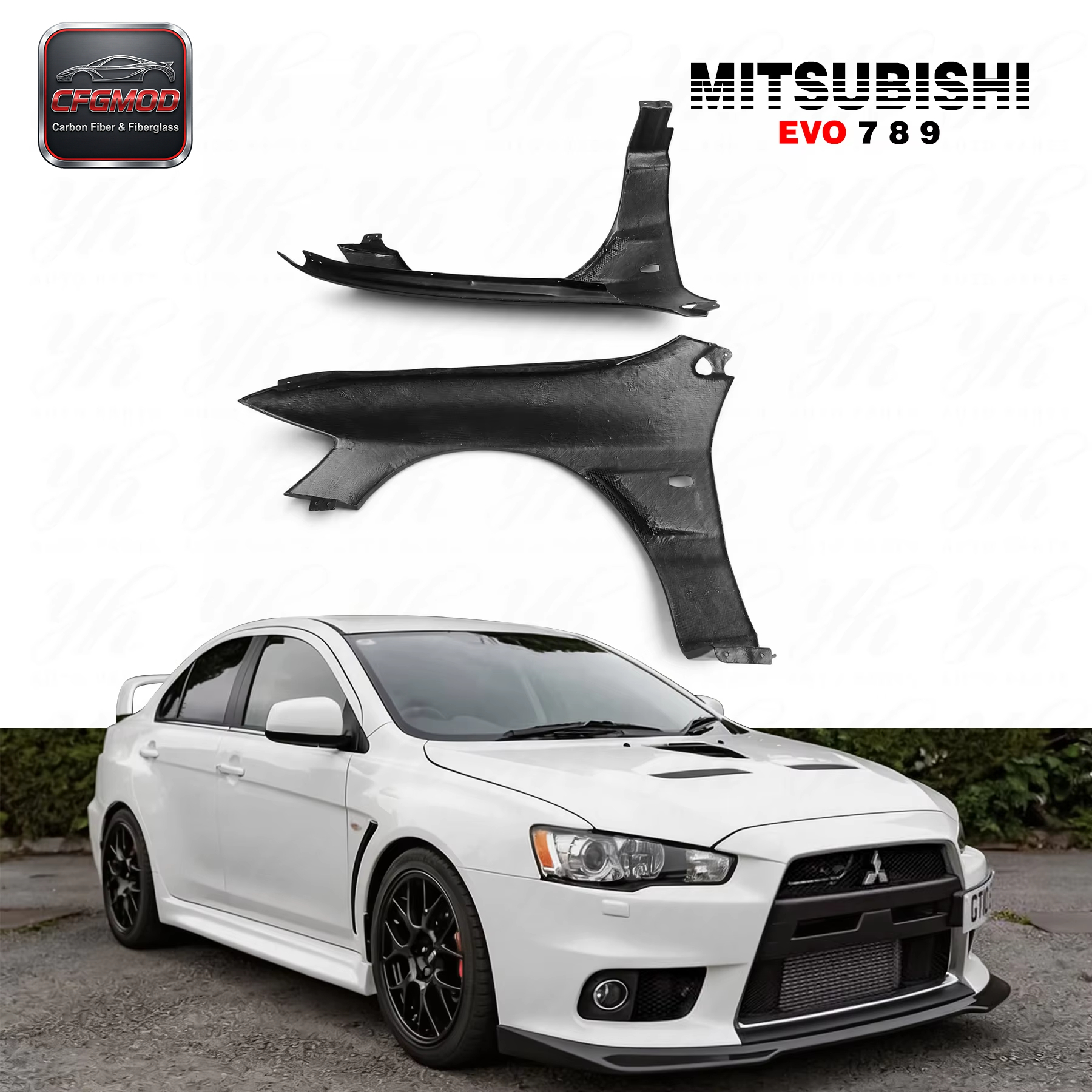High Quality Lancer Evolution Evo8/Evo9 EVO 8-9 Front Fender (10mm Wider) Glass Fiber with Screw Mounting — 4