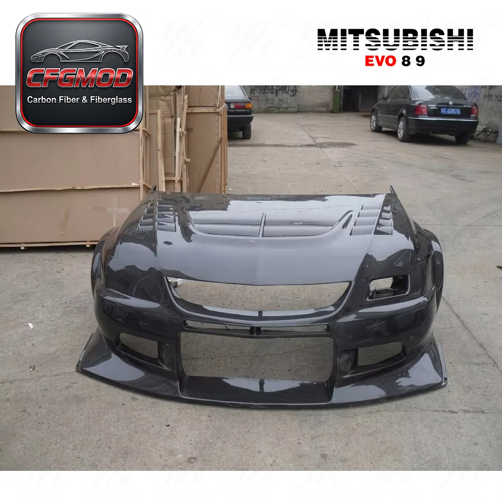 EVO 8 9 FRONT BUMPER VC STYLE CARBON FIBER High Polished 1995-1997 Mitsubishi Lancer — 6