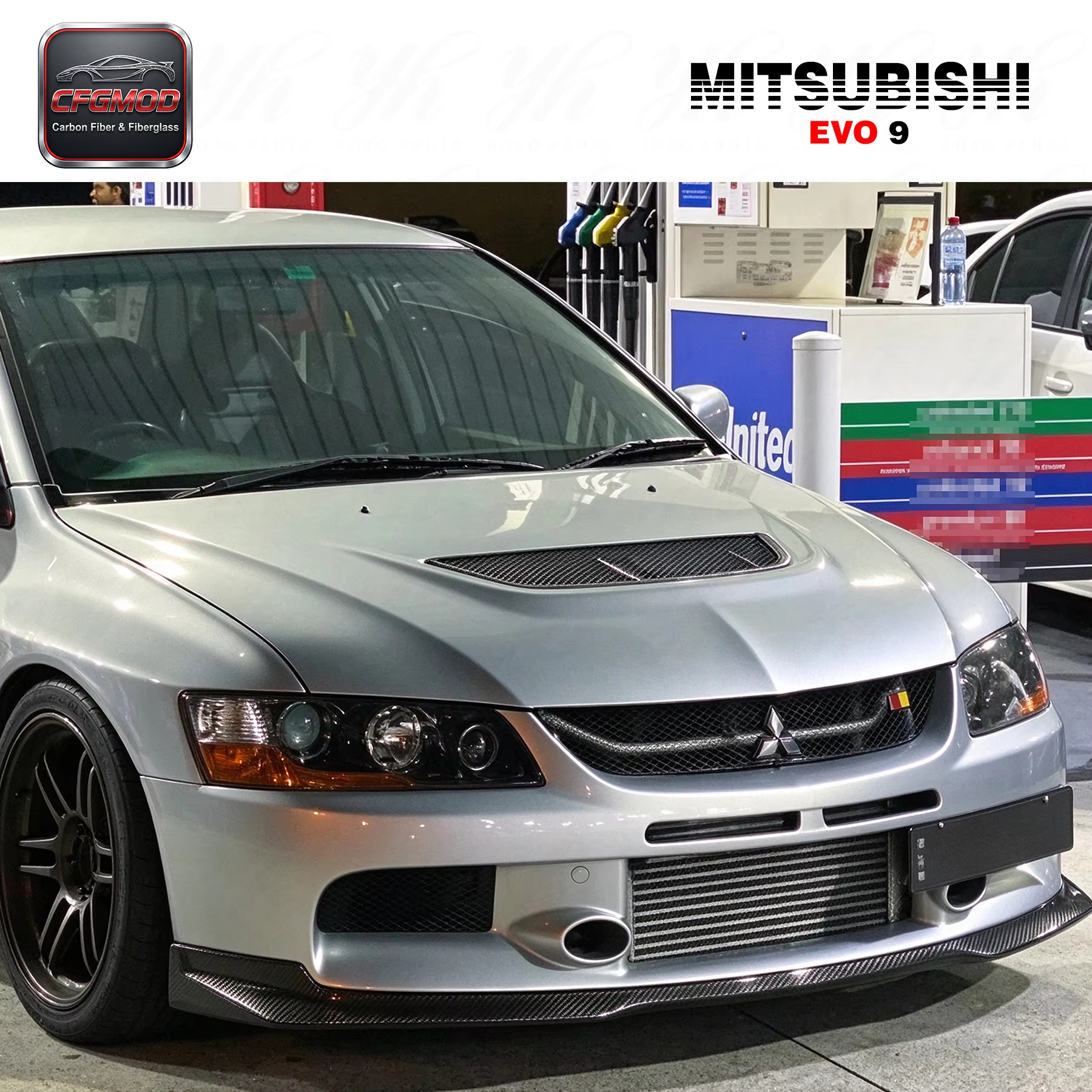 New Black Carbon Fiber Ralliart Front Lip for Mitsubishi Evolution EVO 9 Brand High Quality 100% Fitment — 1
