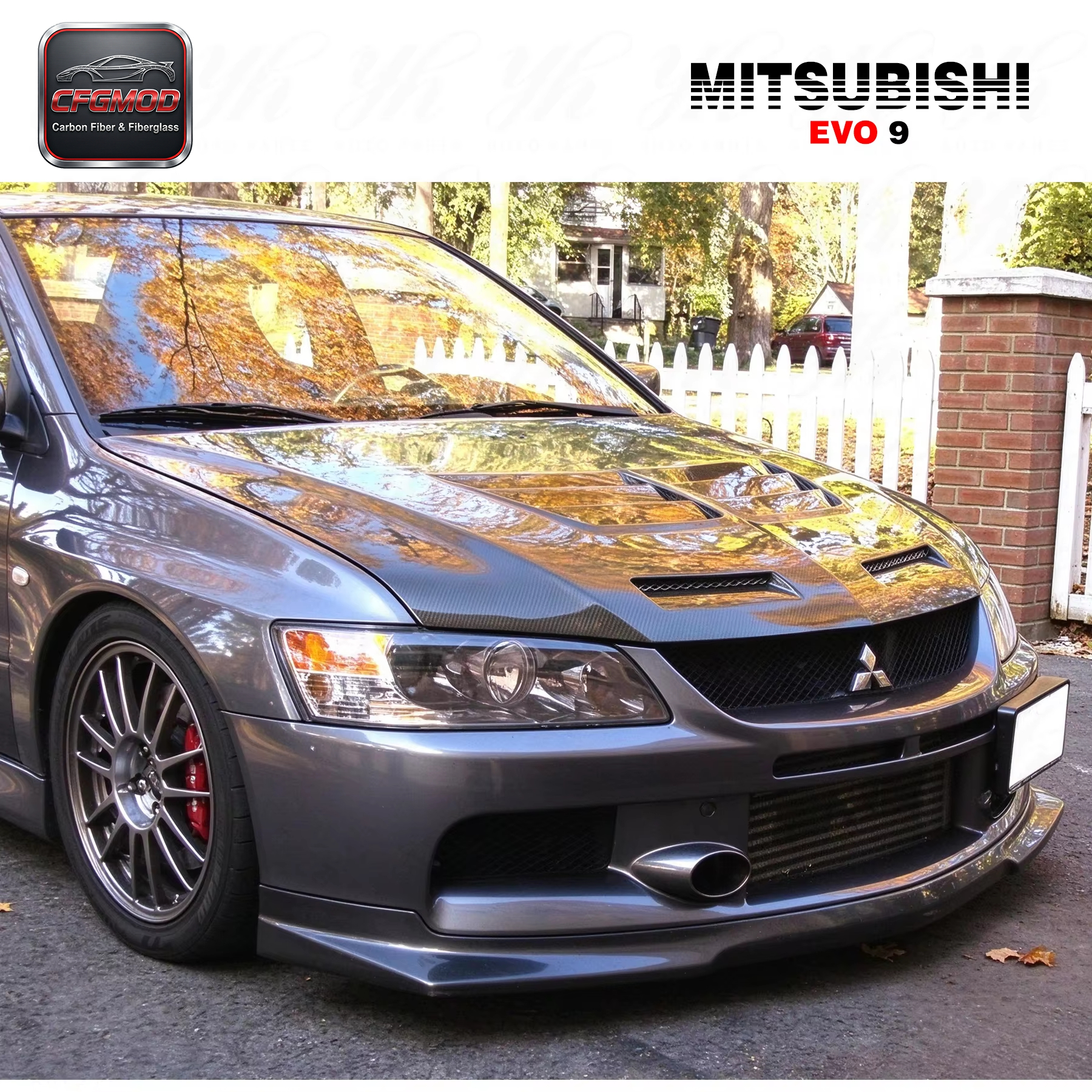 New Black Carbon Fiber Ralliart Front Lip for Mitsubishi Evolution EVO 9 Brand High Quality 100% Fitment — 3