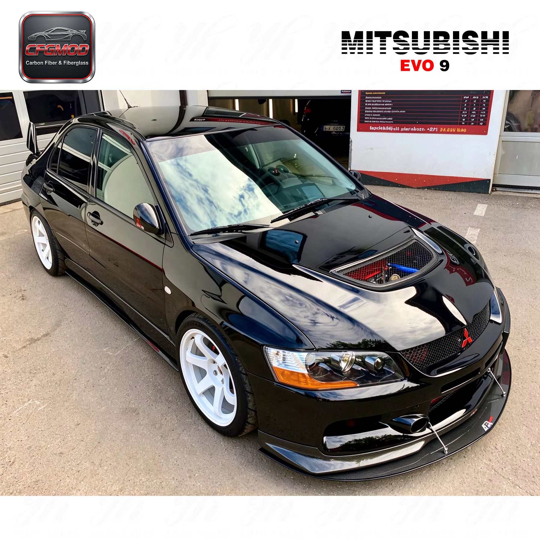 New Black Carbon Fiber Ralliart Front Lip for Mitsubishi Evolution EVO 9 Brand High Quality 100% Fitment — 4