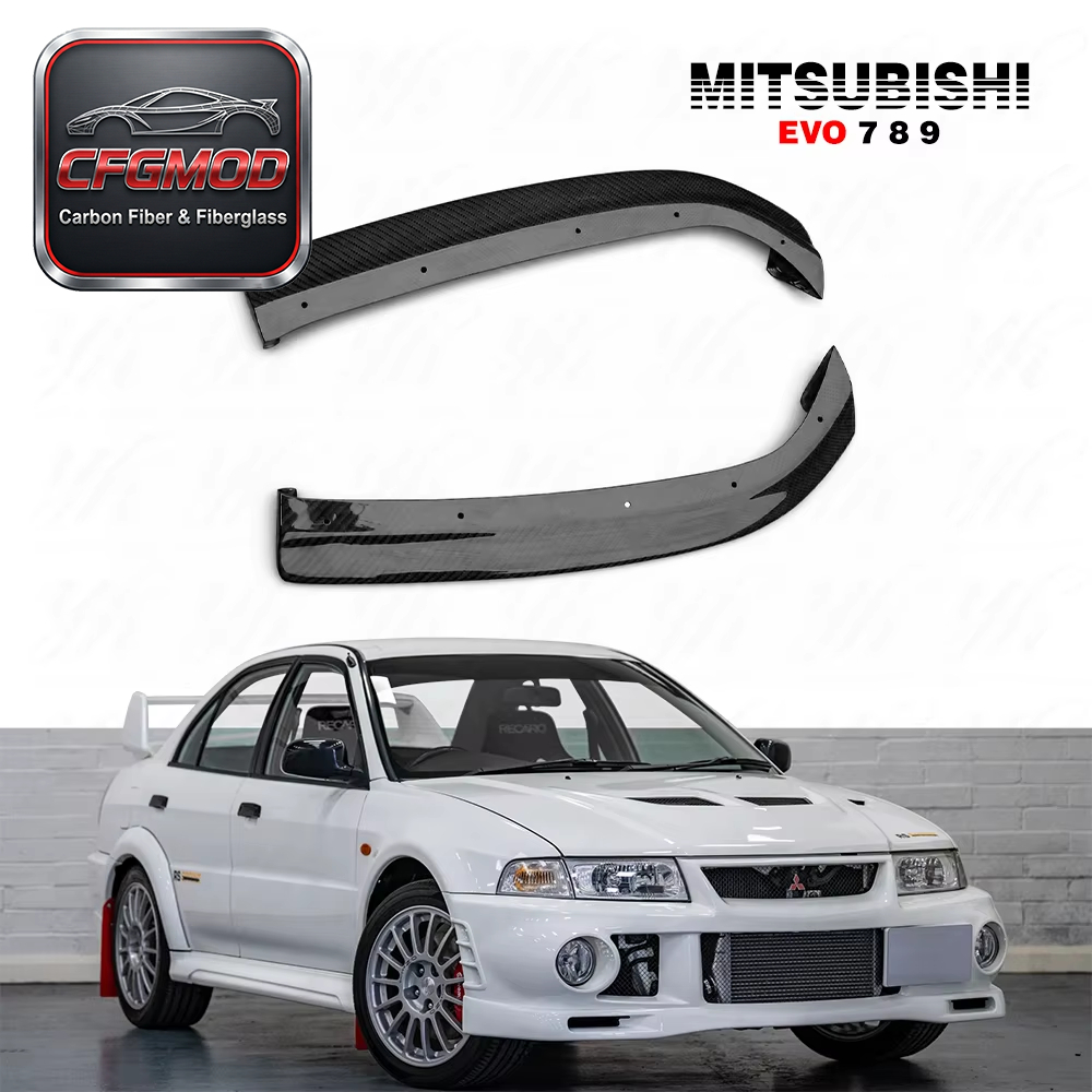 For Evolution Evo 7 8 9 JDM Damd Style Rear Bumper Extensions Spat Addon Corner CF Carbon Fiber — 2