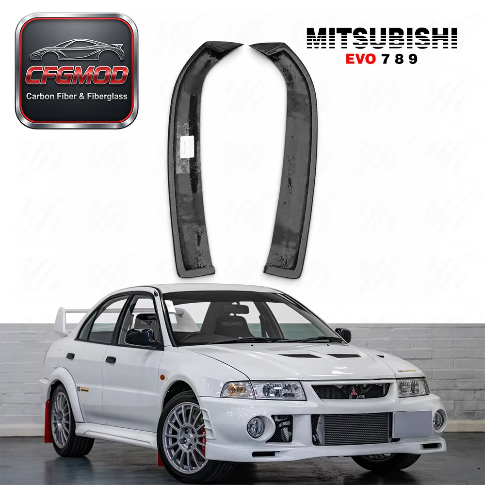 For Evolution Evo 7 8 9 JDM Damd Style Rear Bumper Extensions Spat Addon Corner CF Carbon Fiber — 3
