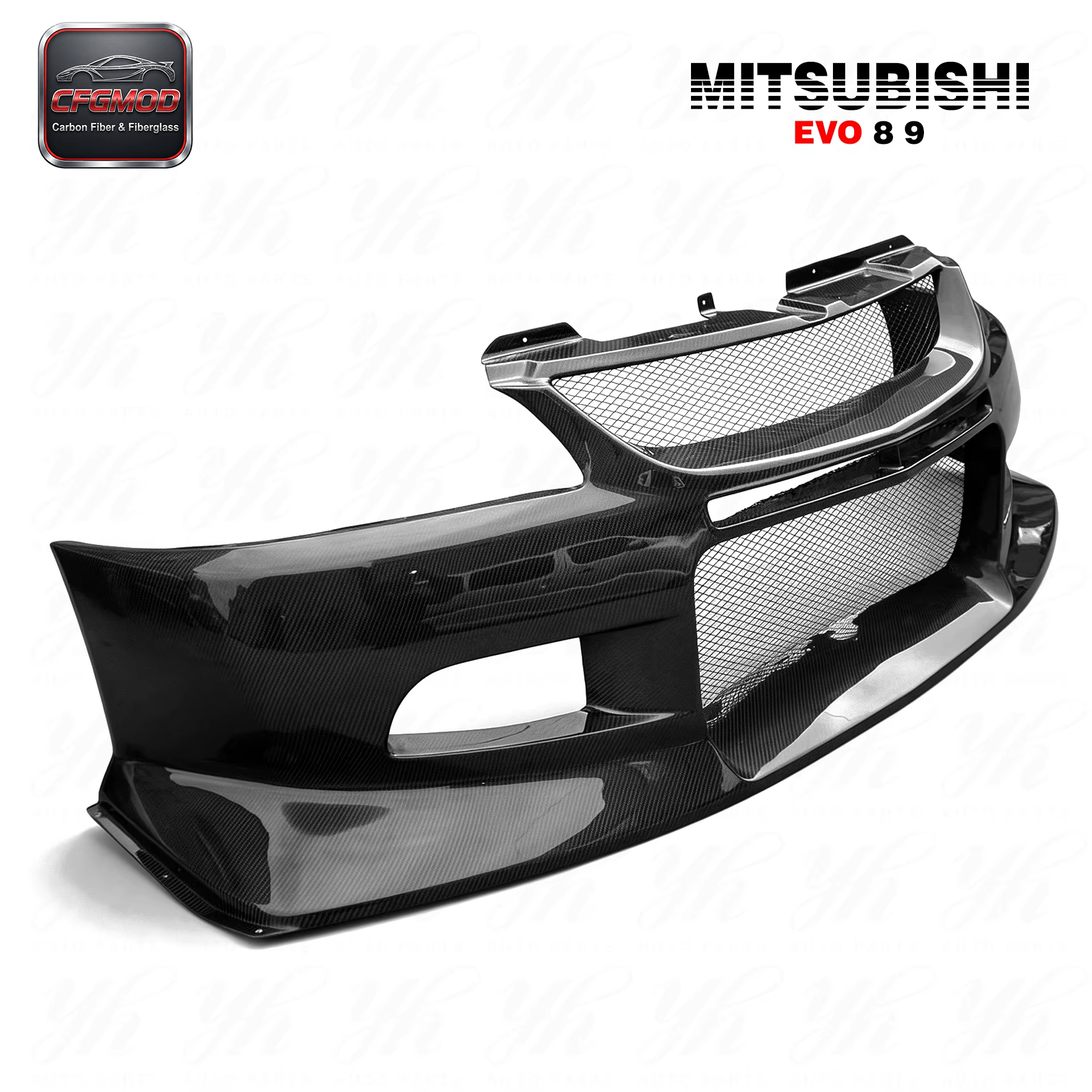 Carbon Fiber CF Body Kit for Evolution EVO 8/9 VC Cyber Front Bumper with Diffuser-Black — 2