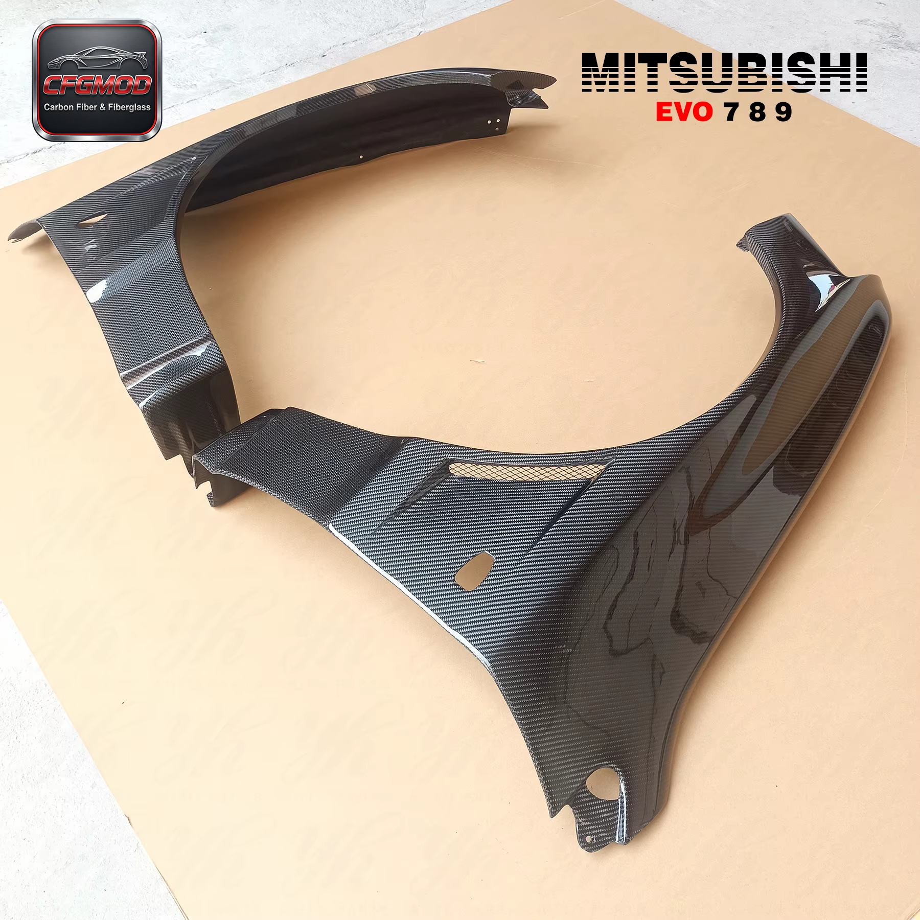Black for Evolution EVO 8 9 Cyber VC Style Front Fenders Full Set +10mm Wider Mitsubishi — 6
