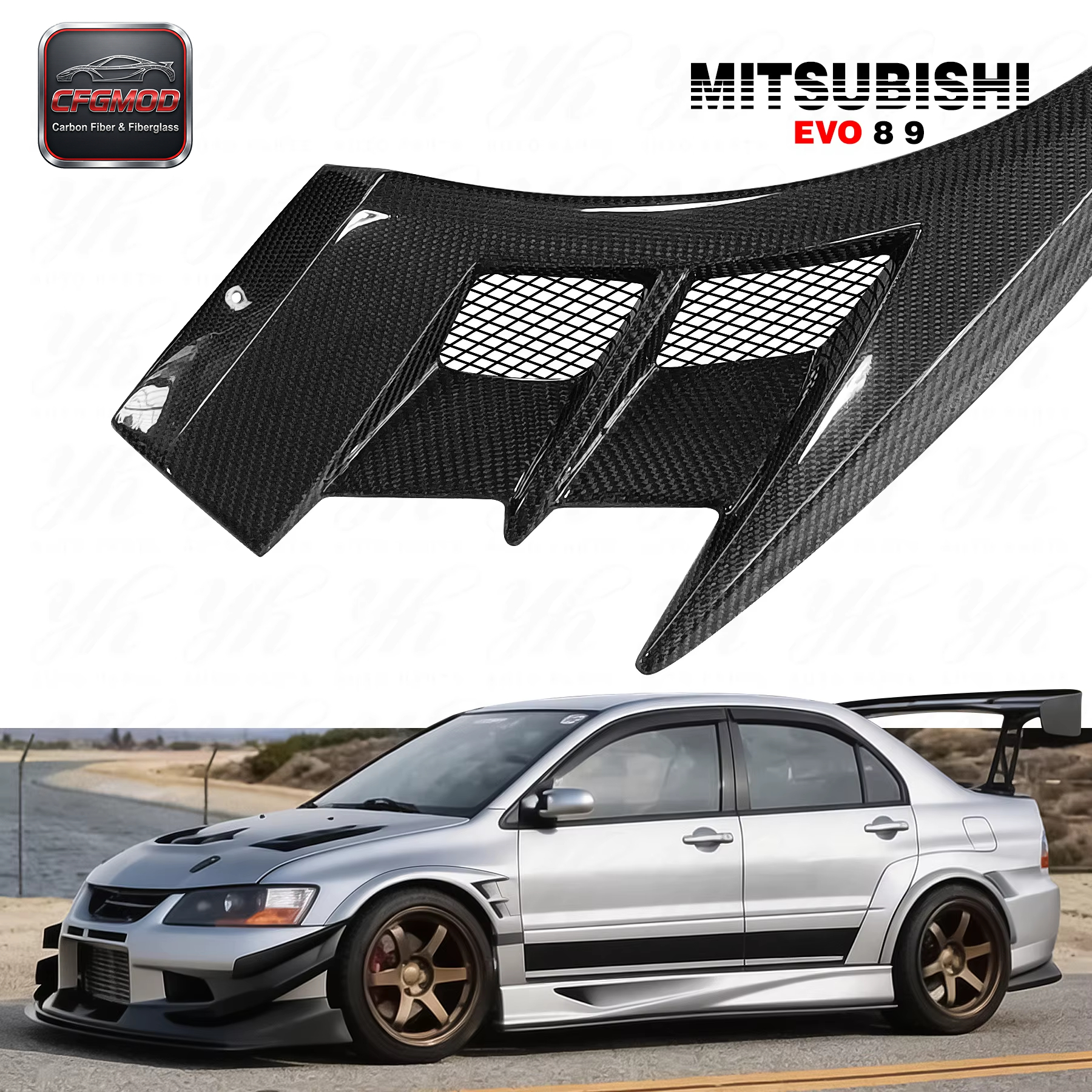 Carbon Fiber CF VC Cyber Style Body Kit for Evolution EVO 8 9 Front Over Fender Wing — 3