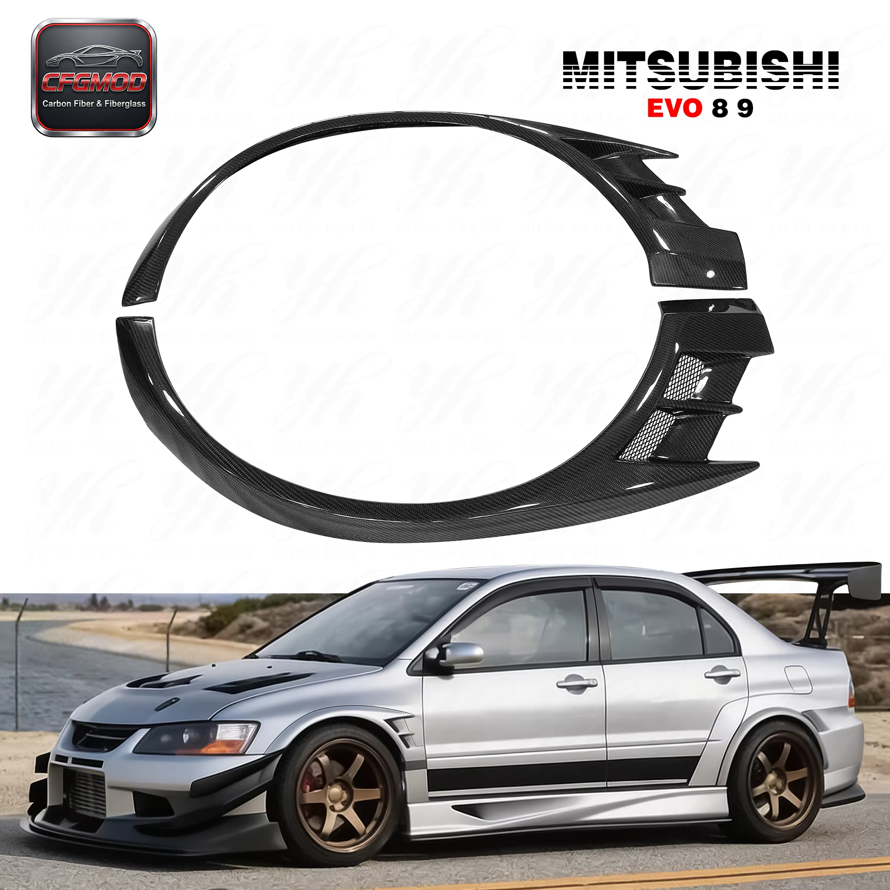 Carbon Fiber CF VC Cyber Style Body Kit for Evolution EVO 8 9 Front Over Fender Wing — 4