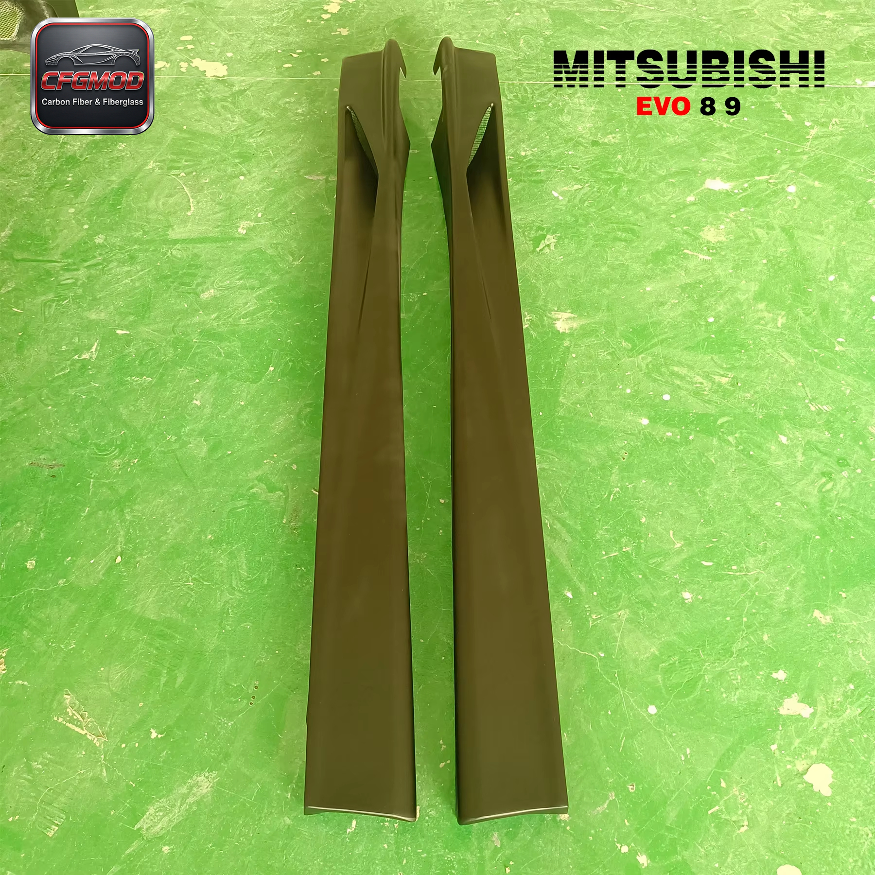 Glass Fiber Cyber Side Skirts for Mitsubishi FRP Evolution EVO 8 9 (2001-2010) Black — 7