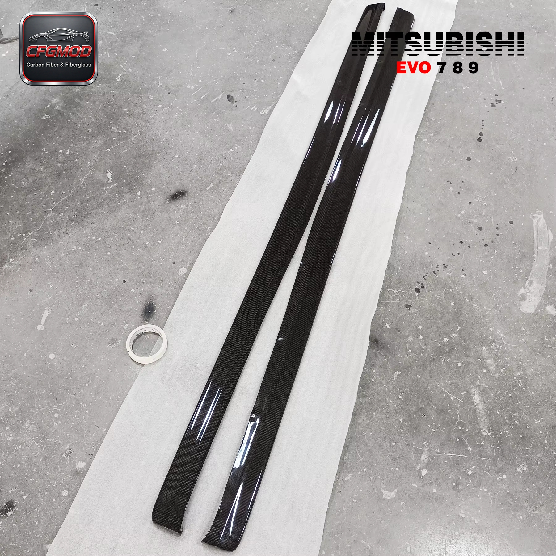 DAMD 2001-2007 Lancer Evolution 7-9 Carbon Fiber Side Skirt Extension 185cm Body Parts — 8