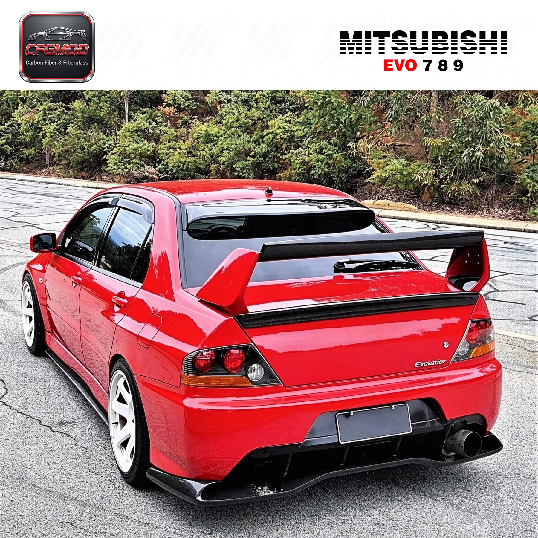 For 2001-2007 Lancer Evolution 7-9 EVO 7 8 9 Wind Deflector Window Visor Carbon Fiber — 6