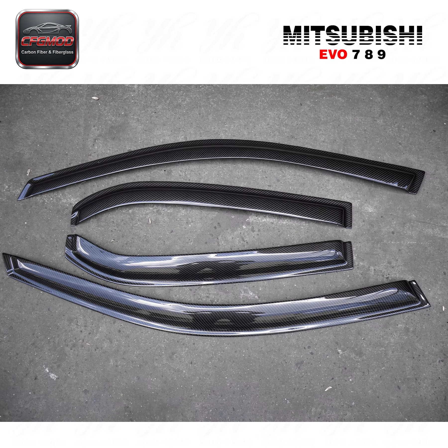 For 2001-2007 Lancer Evolution 7-9 EVO 7 8 9 Wind Deflector Window Visor Carbon Fiber — 7