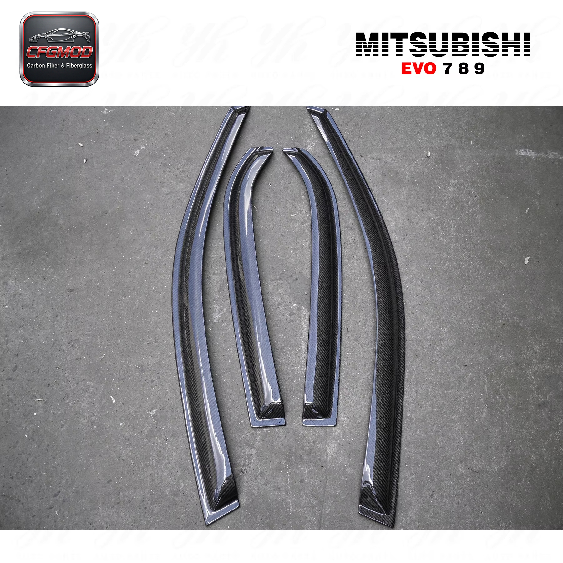 For 2001-2007 Lancer Evolution 7-9 EVO 7 8 9 Wind Deflector Window Visor Carbon Fiber — 8