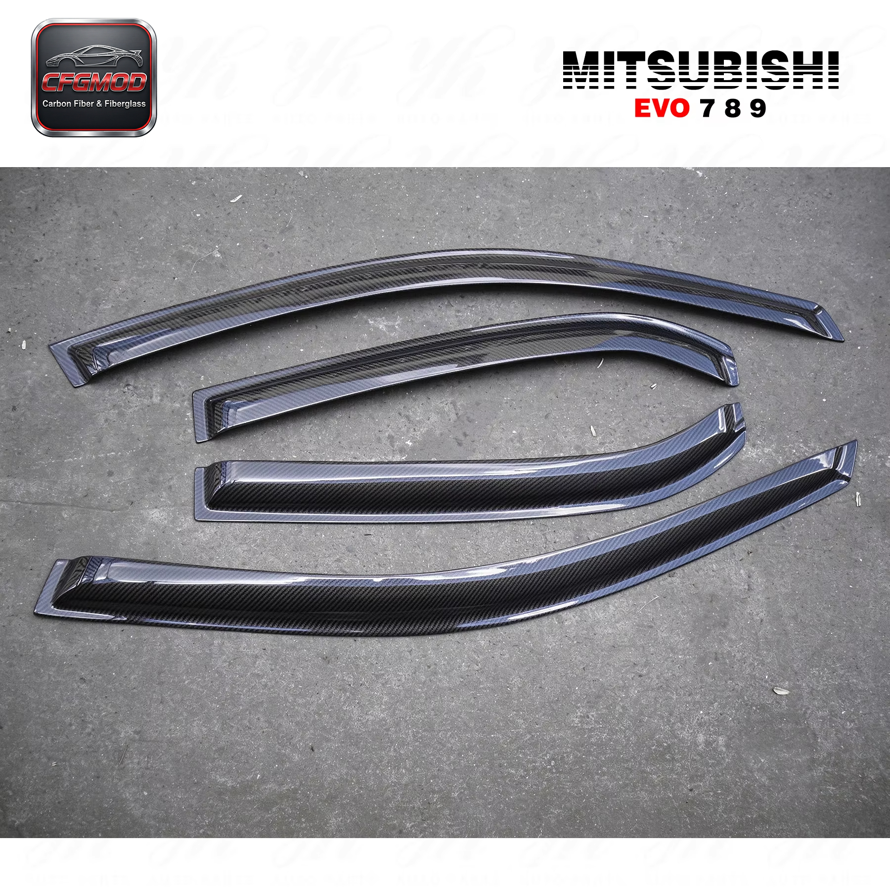 For 2001-2007 Lancer Evolution 7-9 EVO 7 8 9 Wind Deflector Window Visor Carbon Fiber — 9