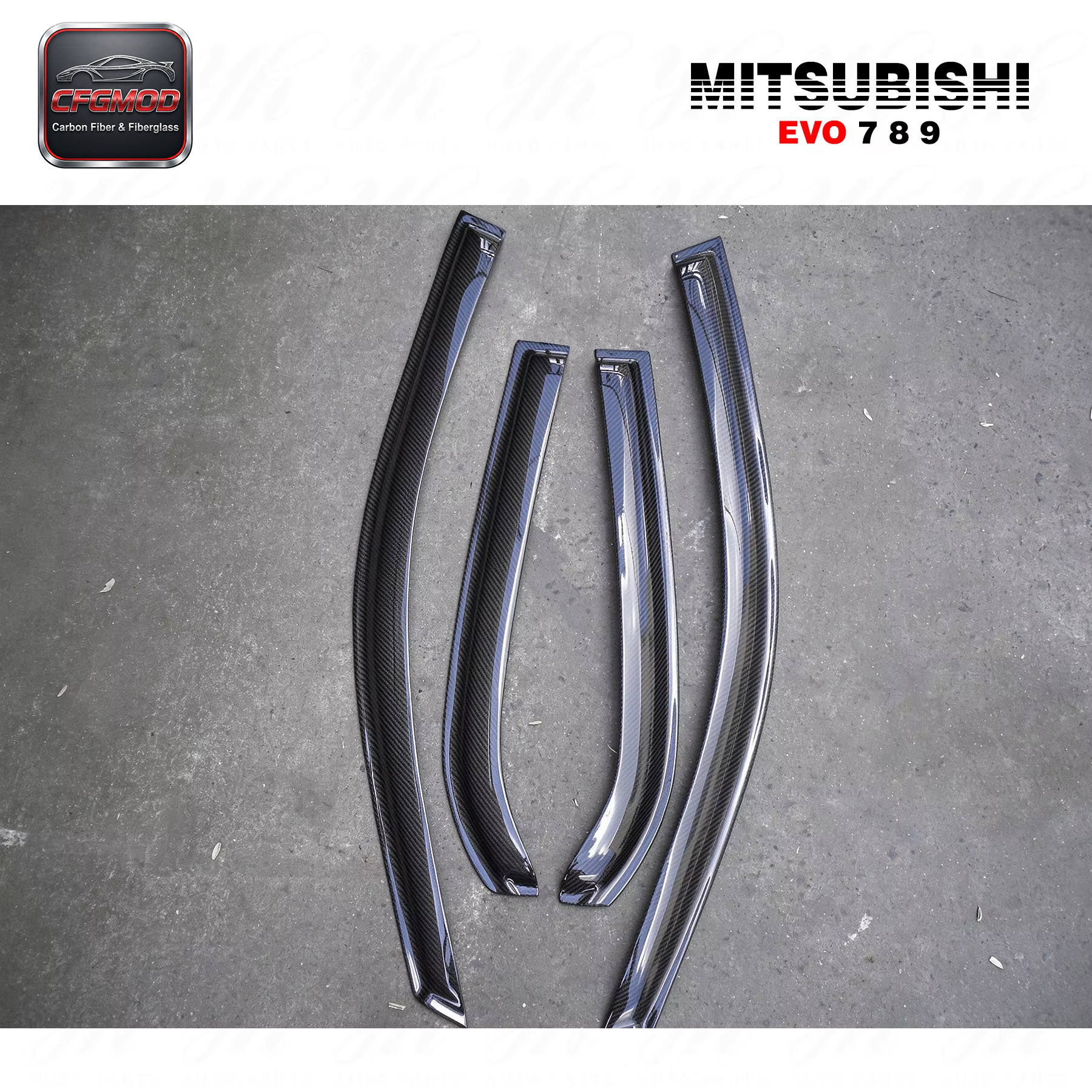 For 2001-2007 Lancer Evolution 7-9 EVO 7 8 9 Wind Deflector Window Visor Carbon Fiber — 10