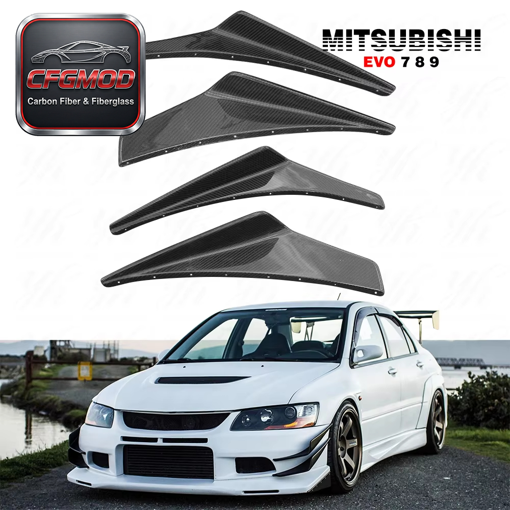 EVO 3000 GT 1992-1999 Universal High Quality Canards 4 PCS (Thickness 37 Double Side Glossy) Carbon Fiber 100% Fitment — 2