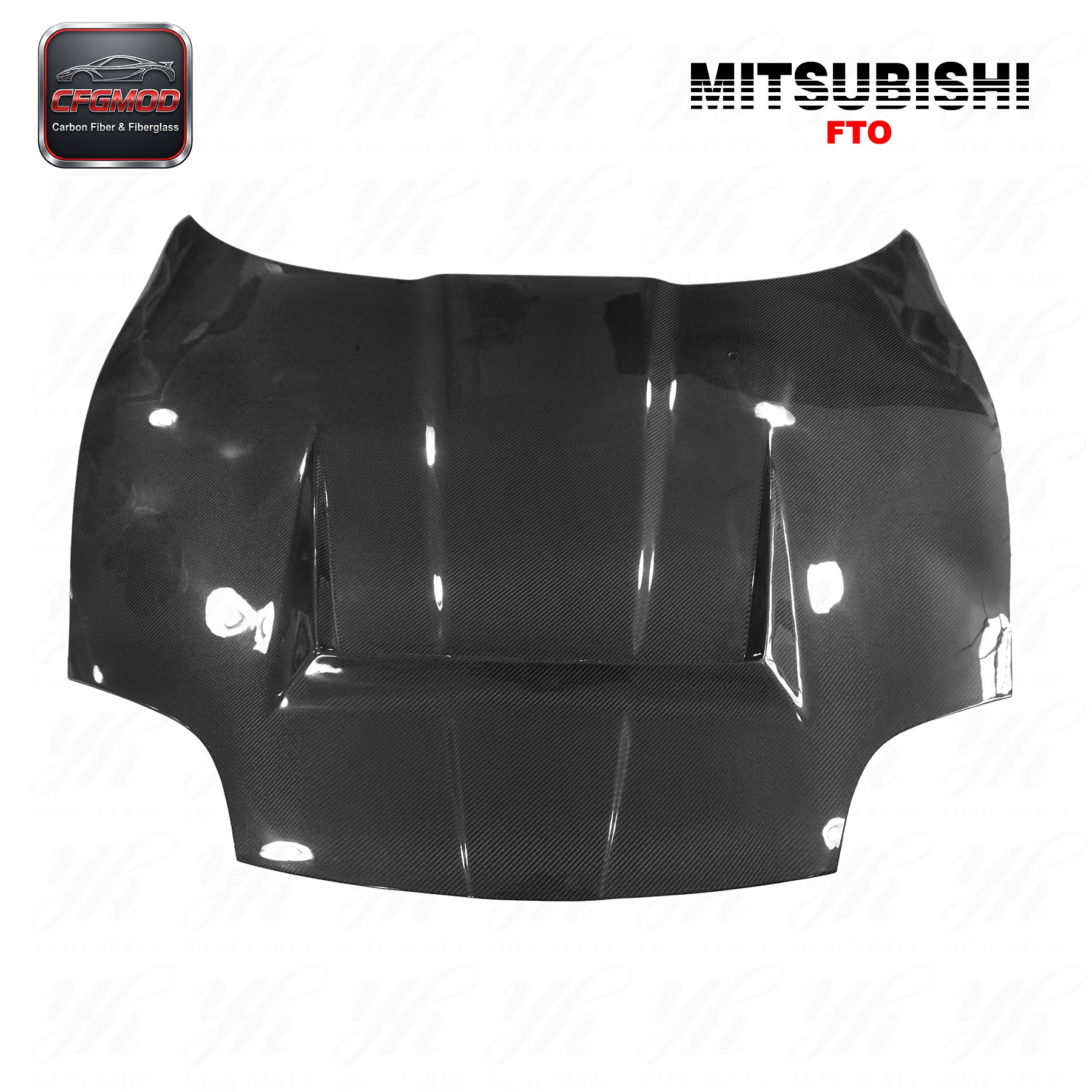 New 1995-2000 Mitsubishi FTO Hood Bonnet Carbon Fiber with High Gloss Finish and Original Fitment — 1