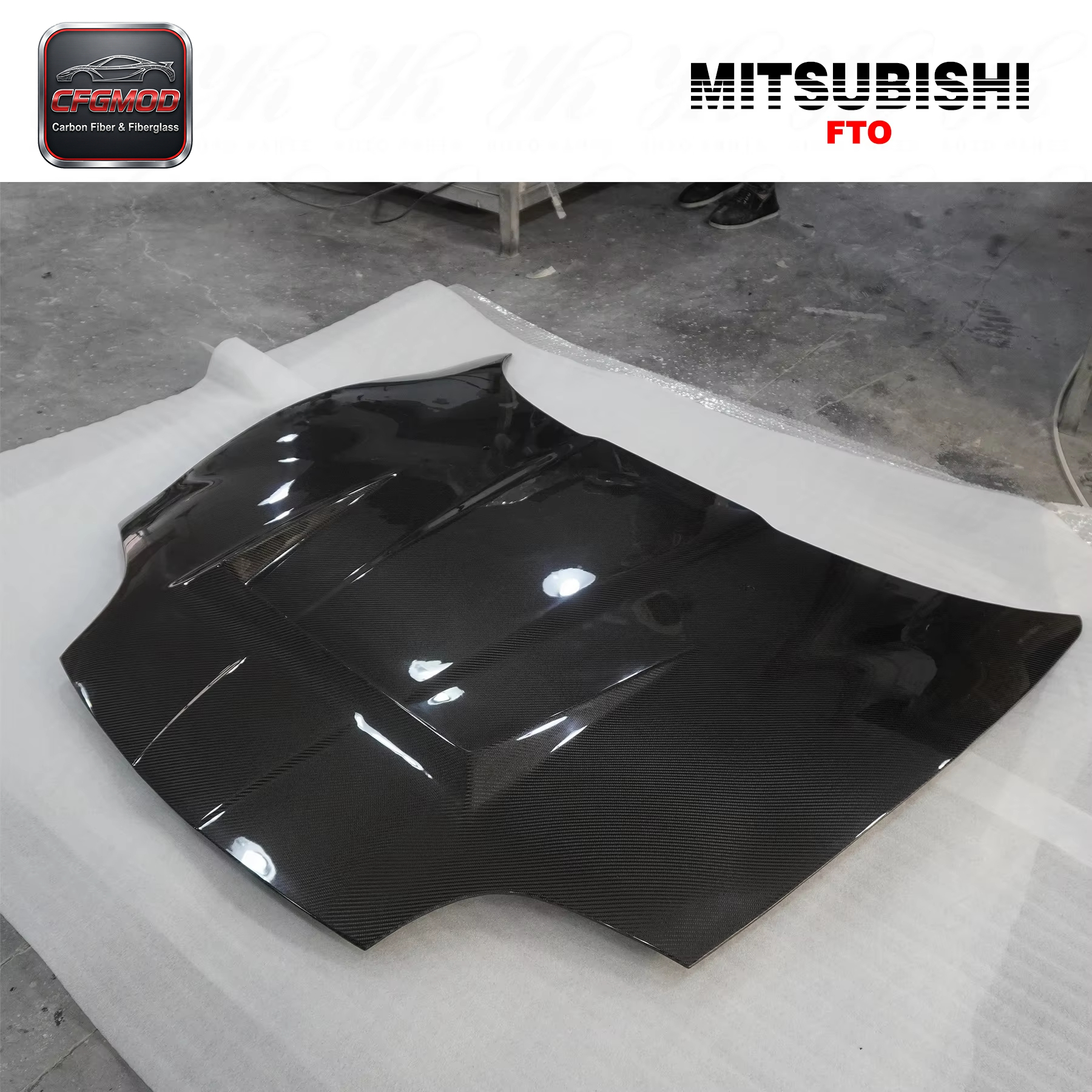 New 1995-2000 Mitsubishi FTO Hood Bonnet Carbon Fiber with High Gloss Finish and Original Fitment — 5