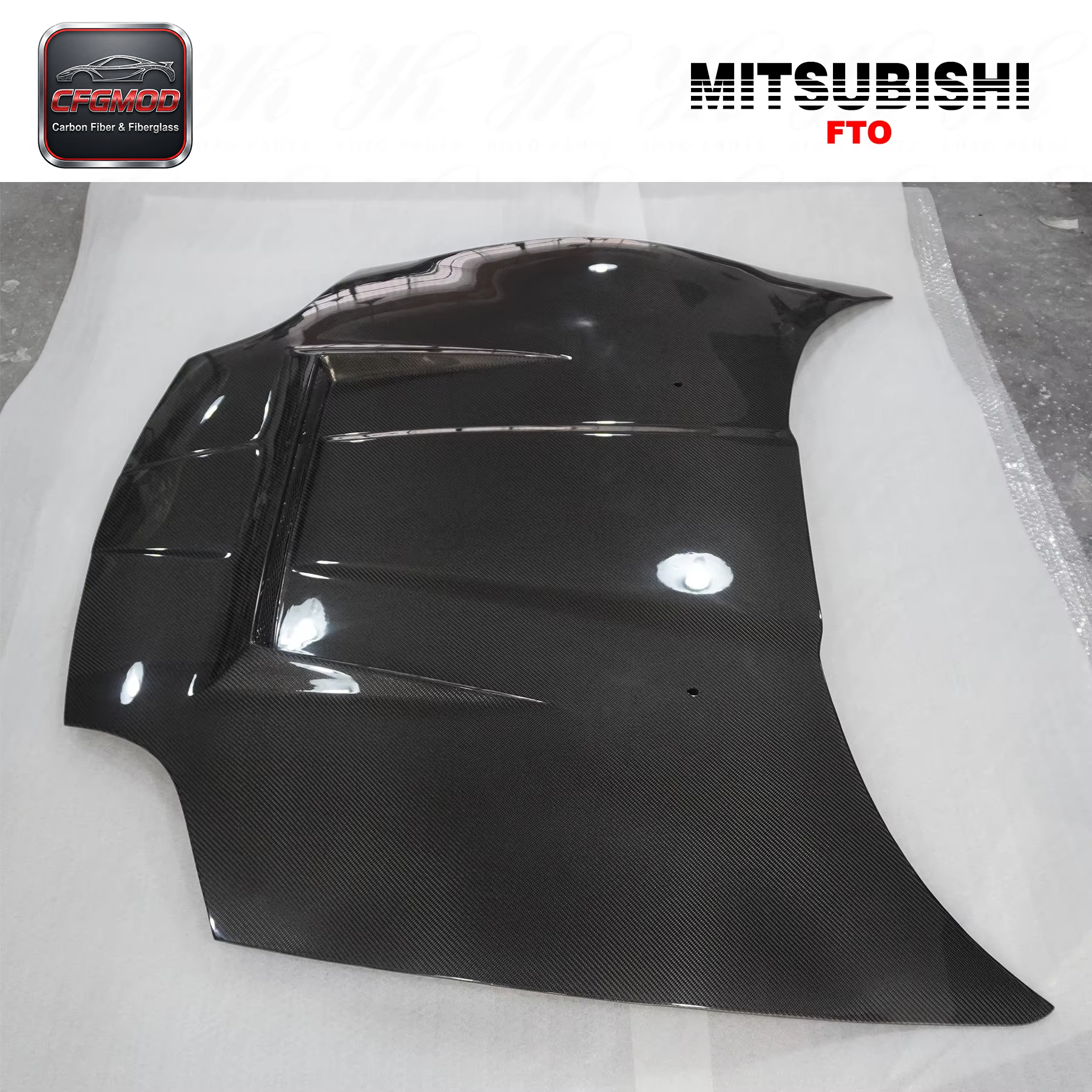 New 1995-2000 Mitsubishi FTO Hood Bonnet Carbon Fiber with High Gloss Finish and Original Fitment — 6