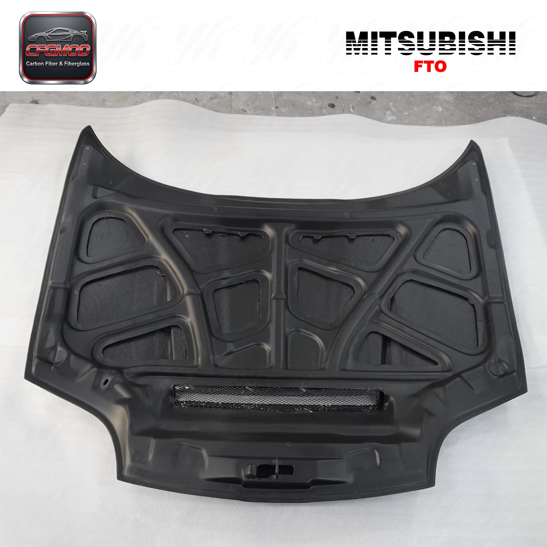 New 1995-2000 Mitsubishi FTO Hood Bonnet Carbon Fiber with High Gloss Finish and Original Fitment — 9