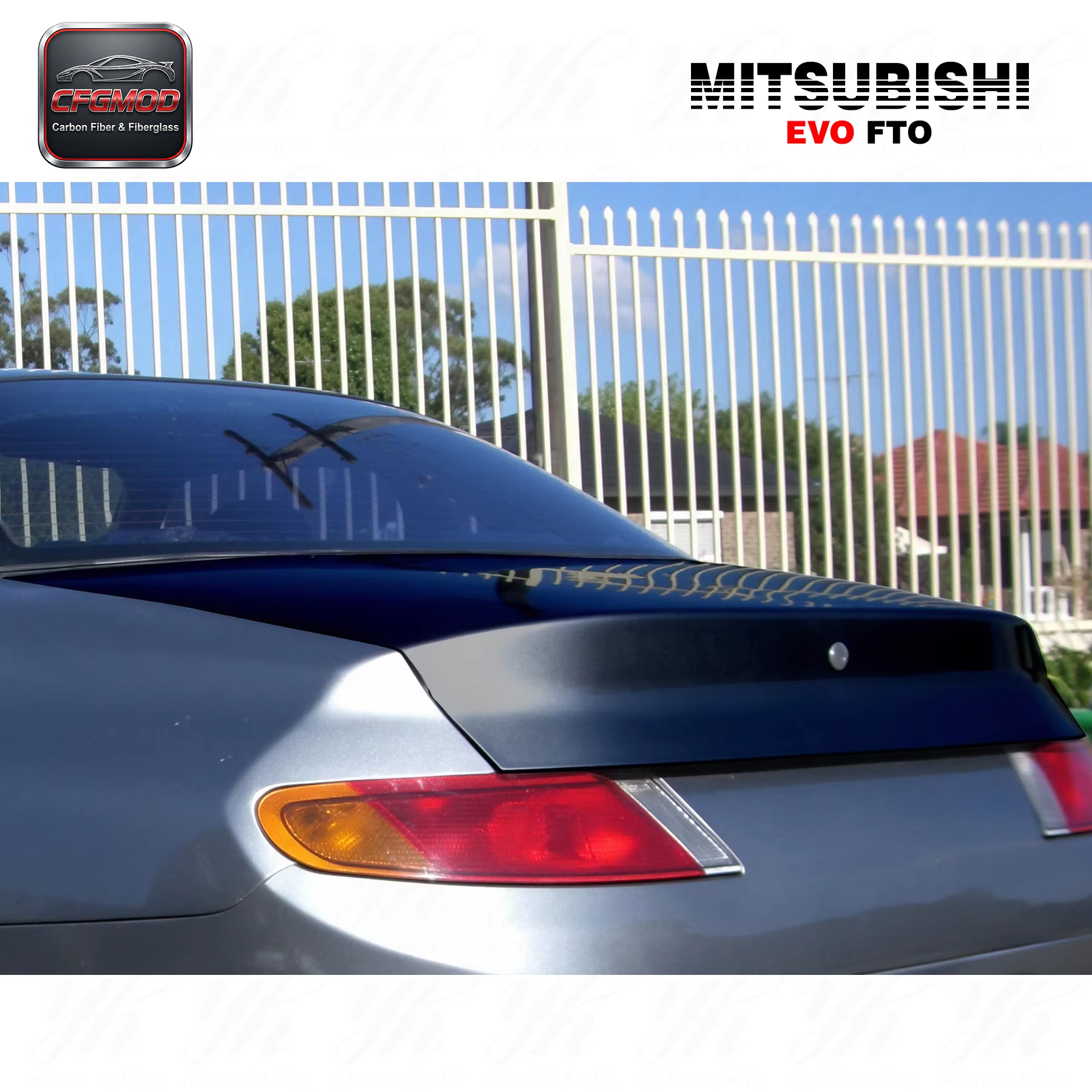 1995-2000 Mitsubishi FTO OEM Style High Gloss Black Carbon Fiber Trunk BootLid with — 5