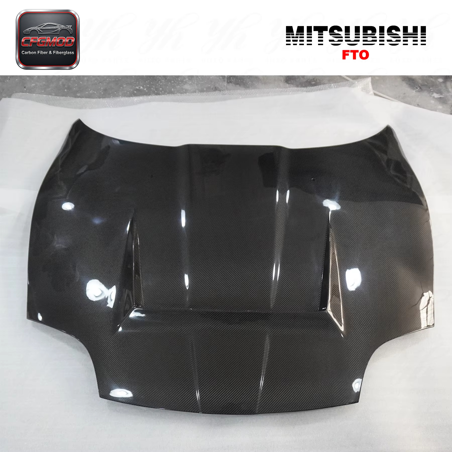High Quality Carbon Fiber Black Hood for 1995-2000 FTO with 100% Fitment and Screws Installation — 7