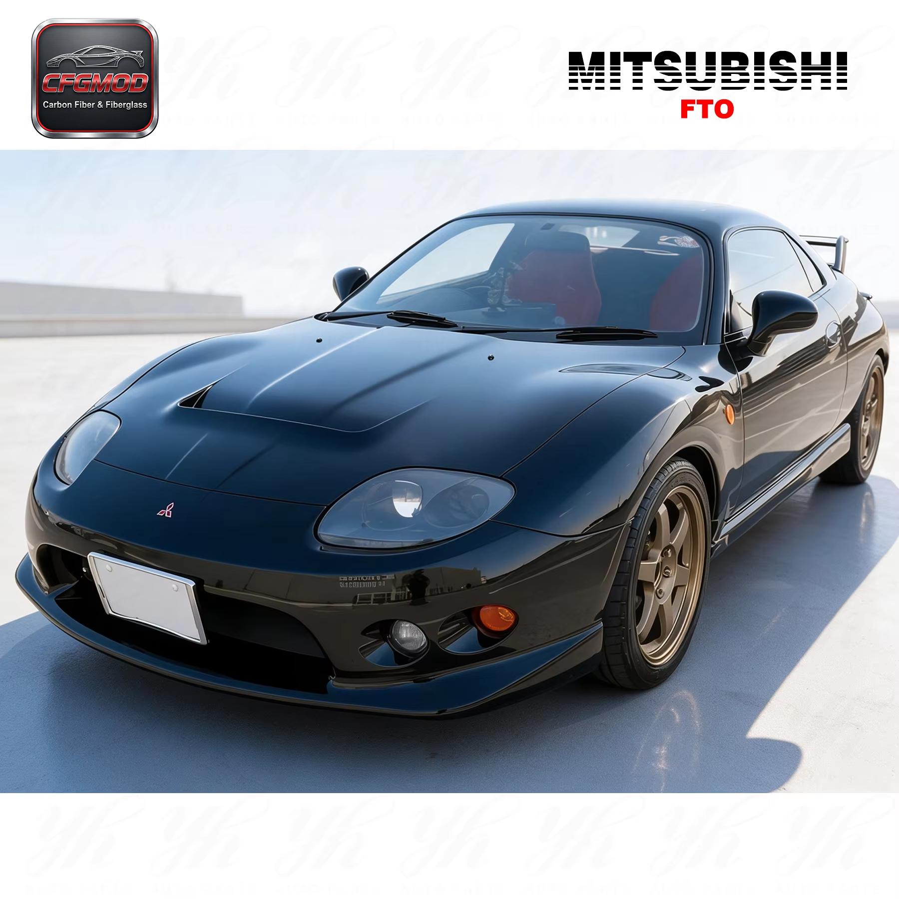 High Quality Carbon Fiber Black Hood for 1995-2000 FTO with 100% Fitment and Screws Installation — 10