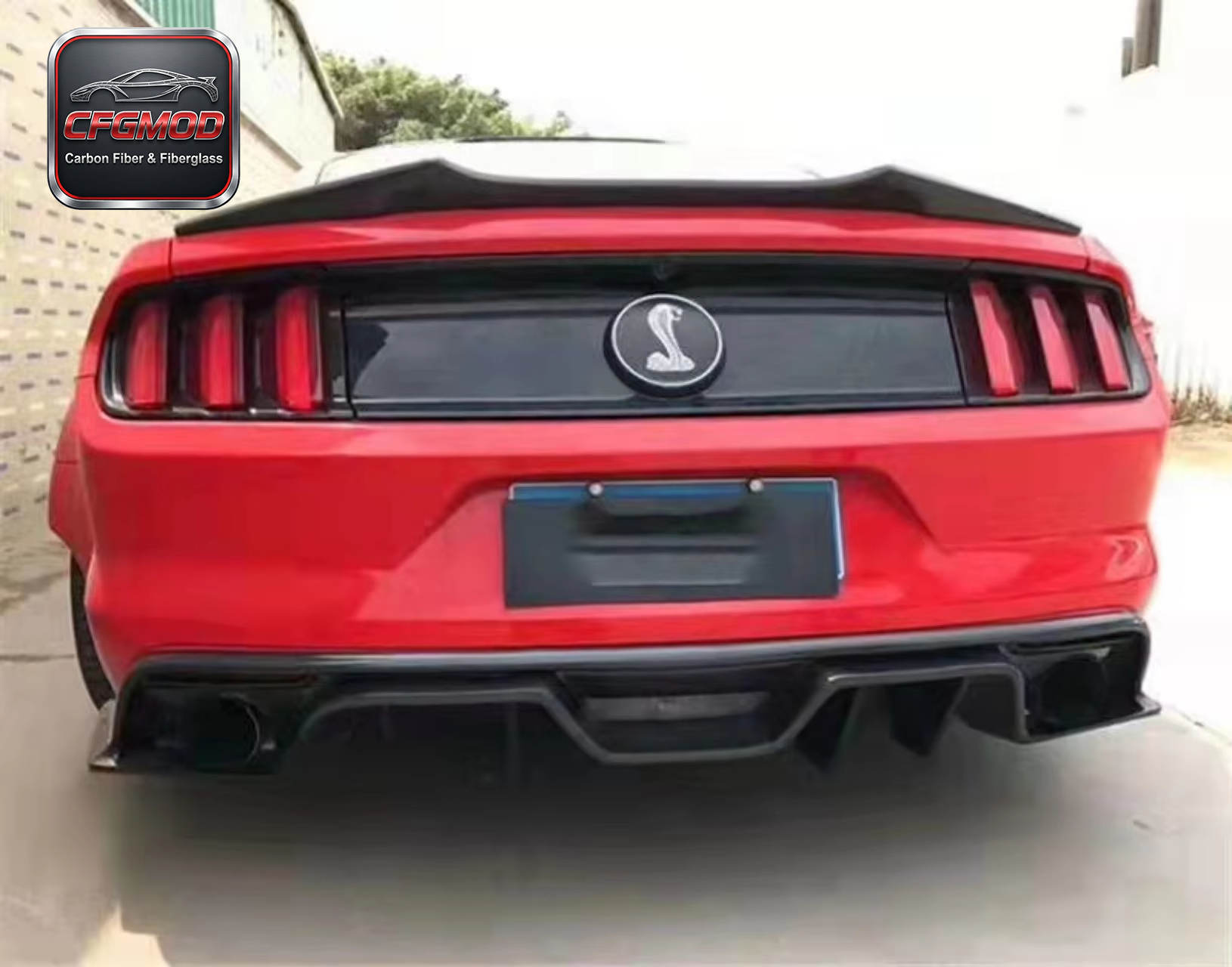 AC Style Carbon Fiber Rear Bumper Lip Diffuser for 2015-2017 Ford Mustang Tuning Parts — 2