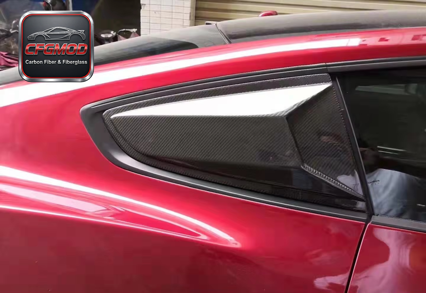 Carbon Fiber R Design Rear Side Window Louver Shutter Cover for Ford Mustang 2015-2023 Accessories — 2