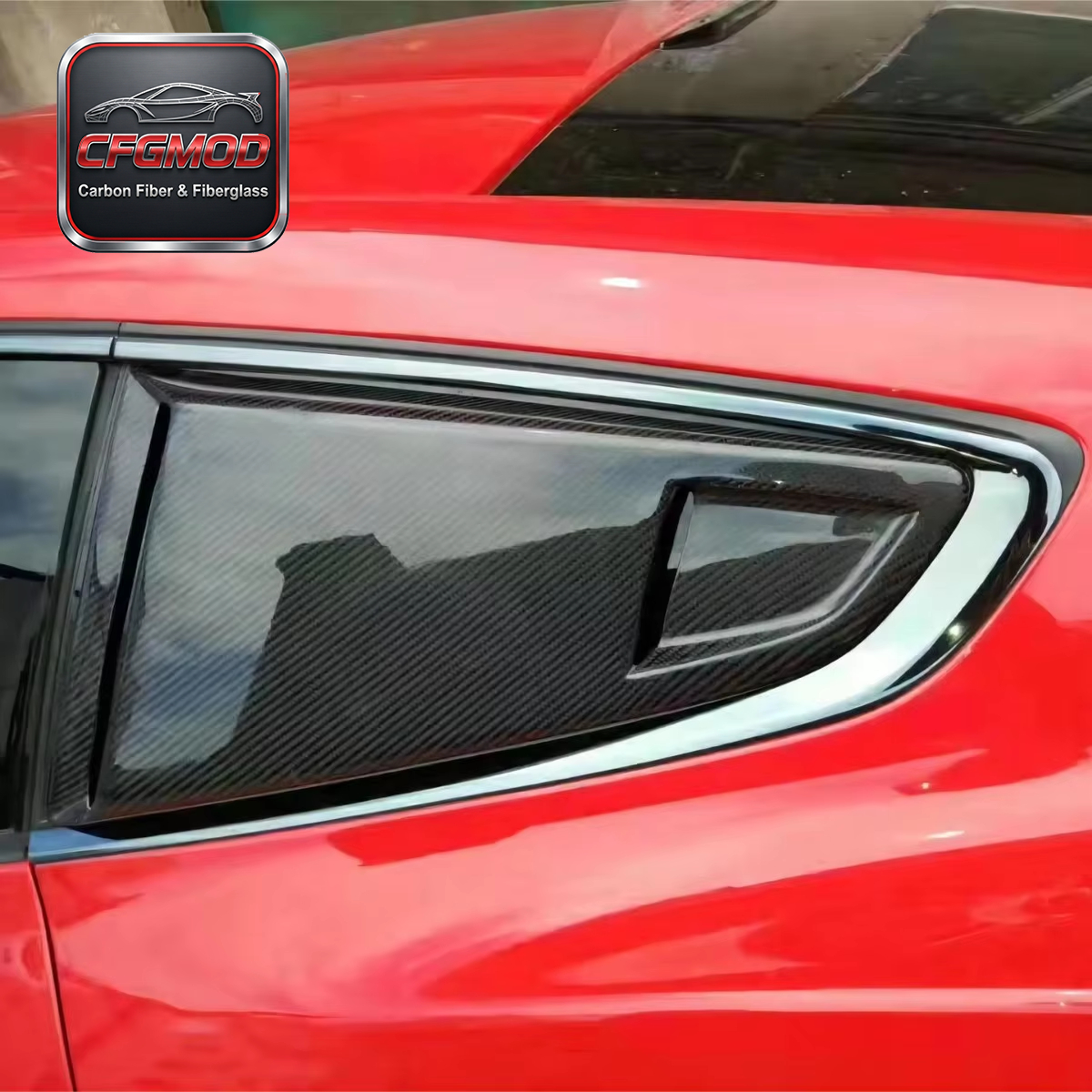 MP Style Carbon Fiber Rear Window Louvers Shutter Trim for 2015-2023 Ford Mustang Tuning Parts — 2