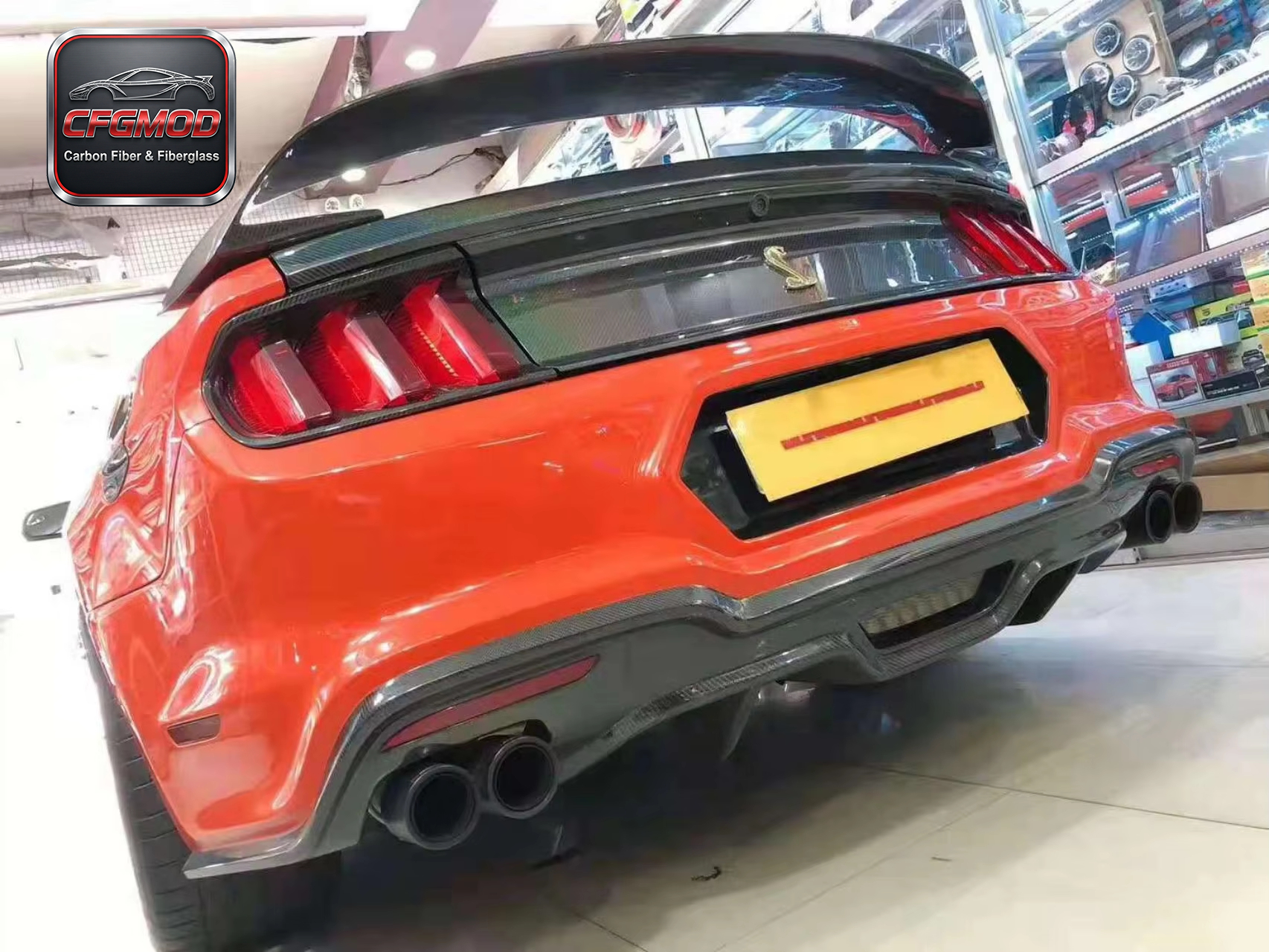 Aerodynamic GT500 Style Carbon Fiber Rear Spoiler Wing for 2015-2023 Ford Mustang — 3