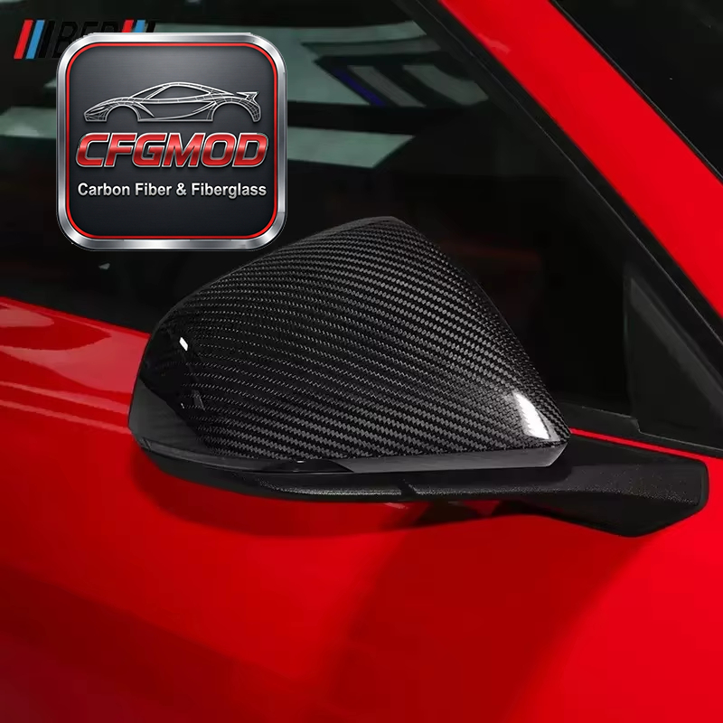 Dry Carbon Fiber Add-on Rearview Mirror Covers Caps for 2015-2023 Ford Mustang Tuning Parts — 1