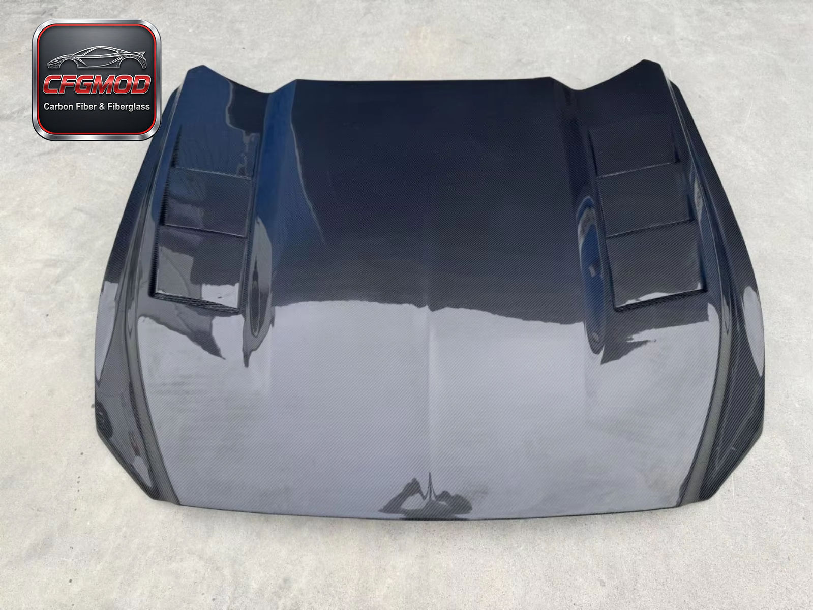 Dual-Vent Carbon Fiber Front Engine Hood Bonnet for 2015-2017 Ford Mustang Tuning Parts — 3
