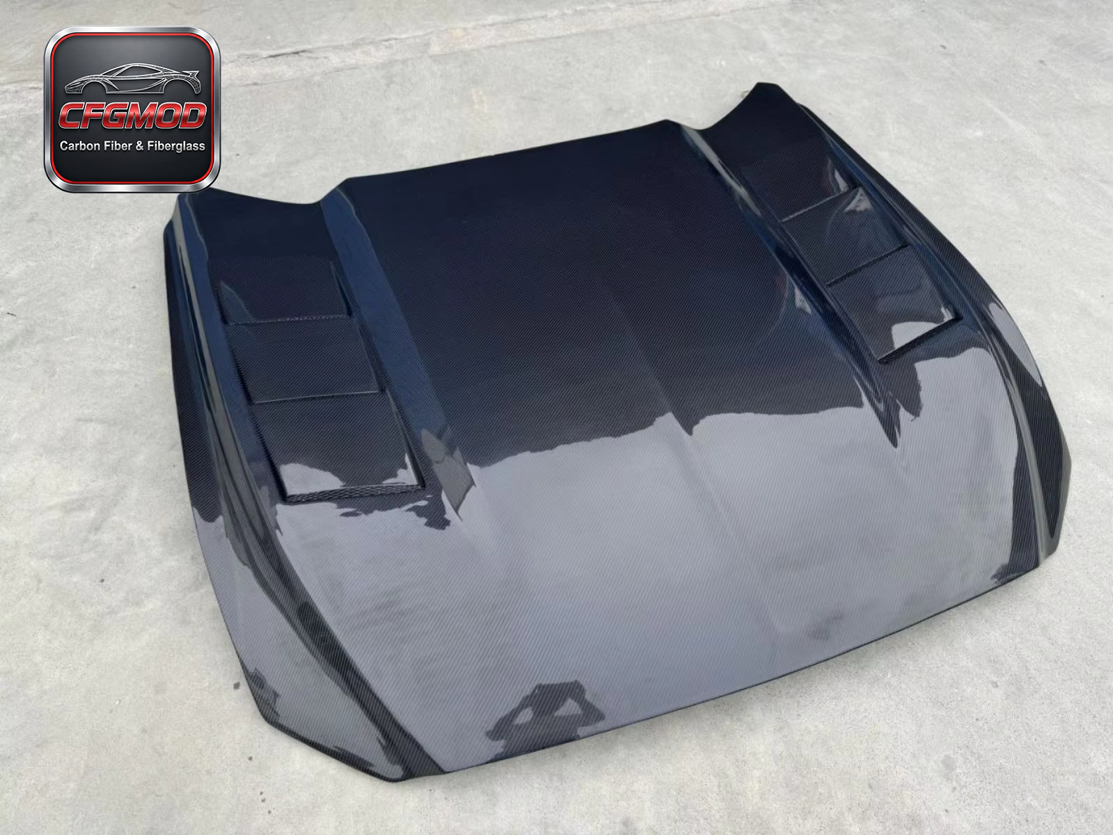 Dual-Vent Carbon Fiber Front Engine Hood Bonnet for 2015-2017 Ford Mustang Tuning Parts — 4