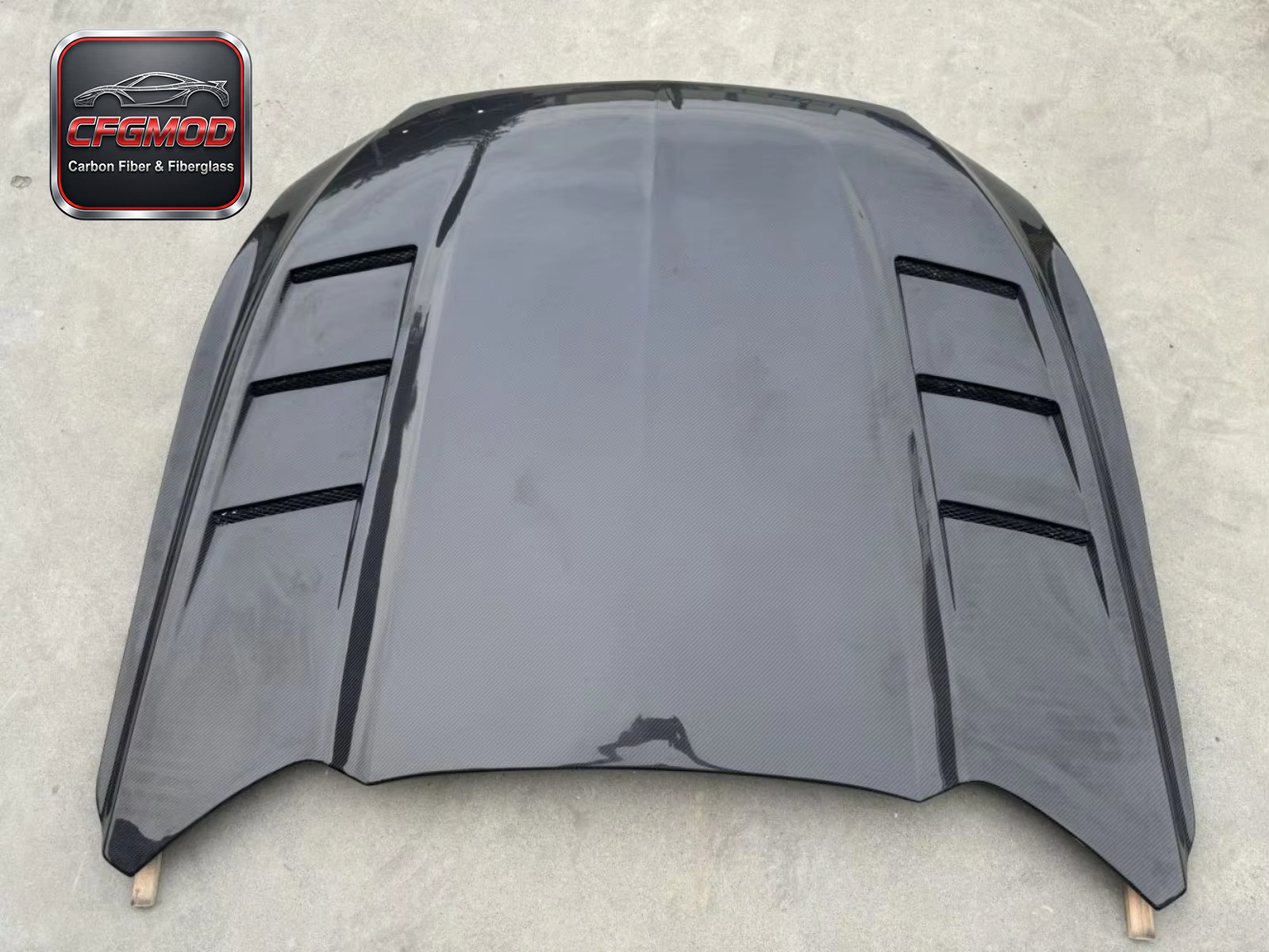 Dual-Vent Carbon Fiber Front Engine Hood Bonnet for 2015-2017 Ford Mustang Tuning Parts — 5