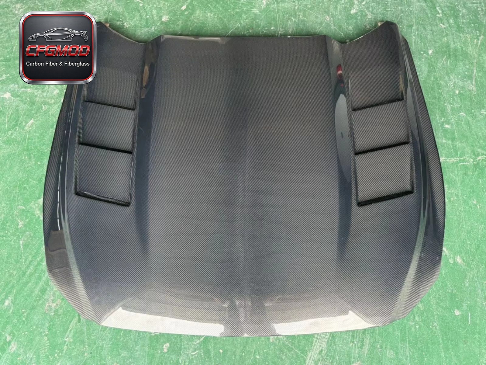 Dual-Vent Carbon Fiber Front Engine Hood Bonnet for 2015-2017 Ford Mustang Tuning Parts — 6