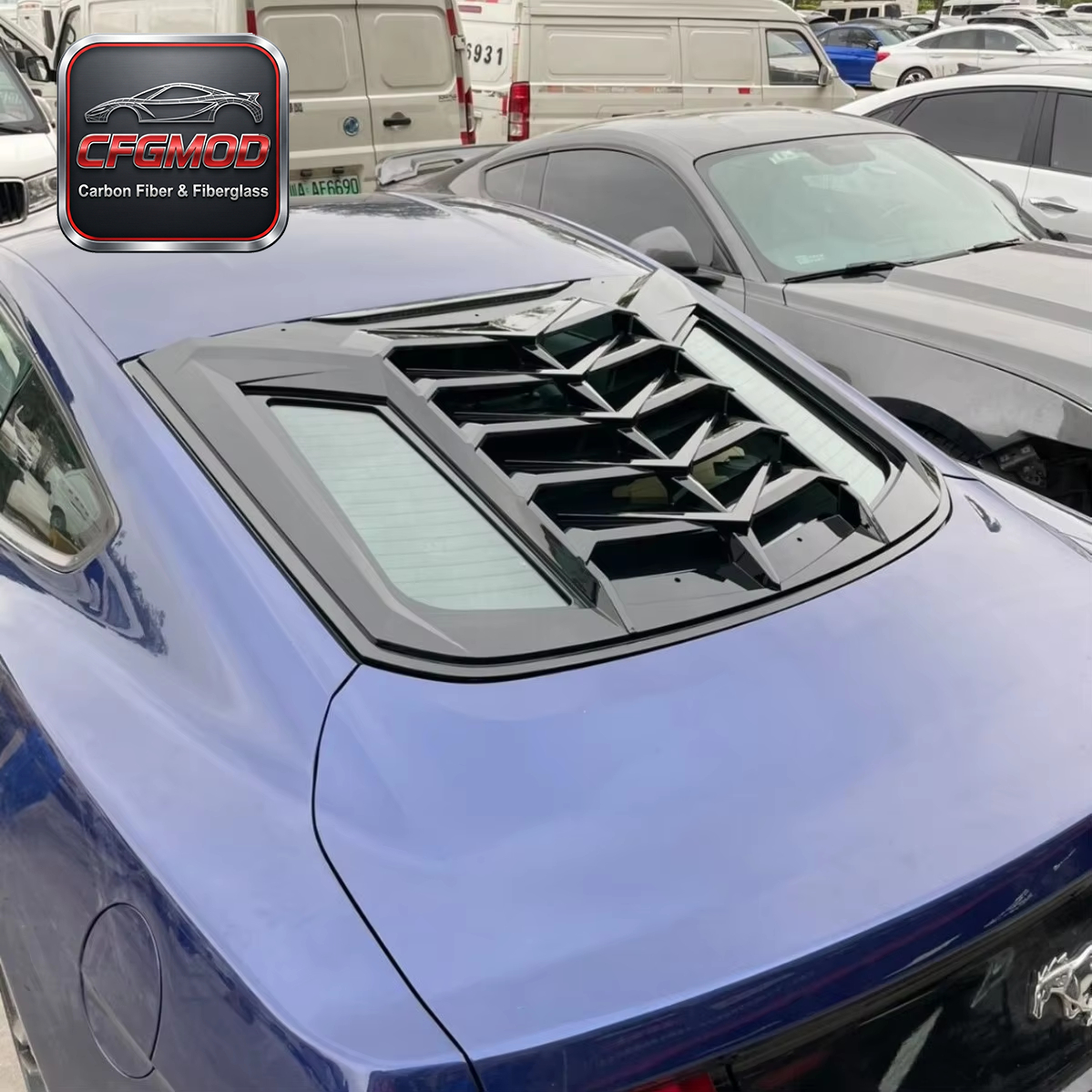 Gloss Black ABS Rear Windshield Louver Sun Shade Cover for 2015-2023 Ford Mustang Tuning Parts — 2